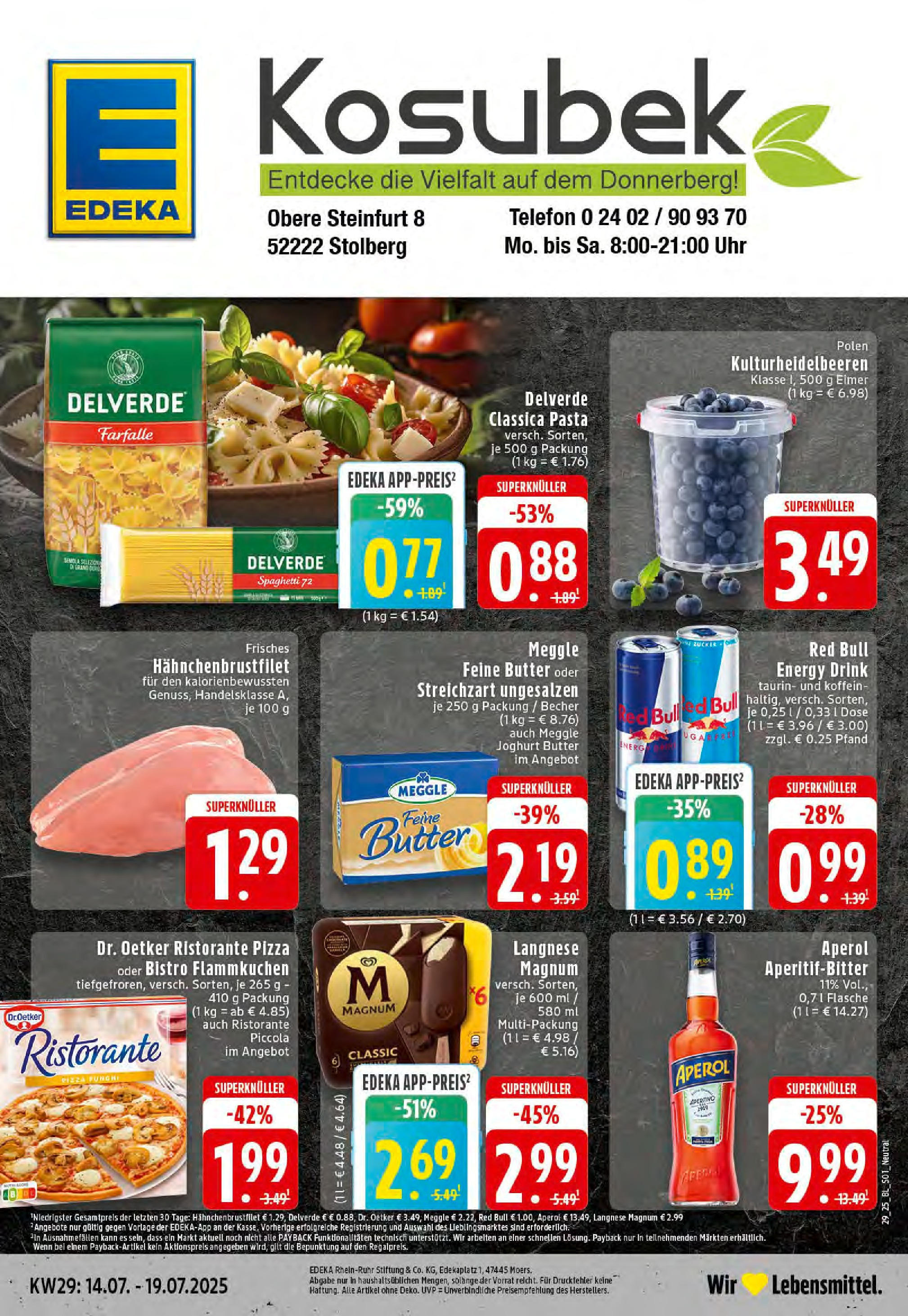 Edeka prospekt Stolberg	 (ab 13.07.2025) » Angebote Online | Seite: 1 | Produkte: Ristorante, Red bull, Pasta, Uhr