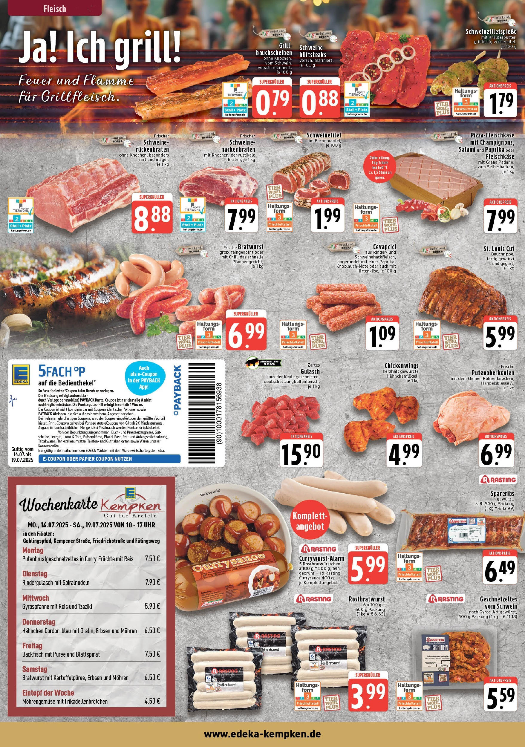 Edeka prospekt Krefeld	 (ab 13.07.2025) » Angebote Online | Seite: 2 | Produkte: Hahnchen, Bratwurst, Gulasch, Reis