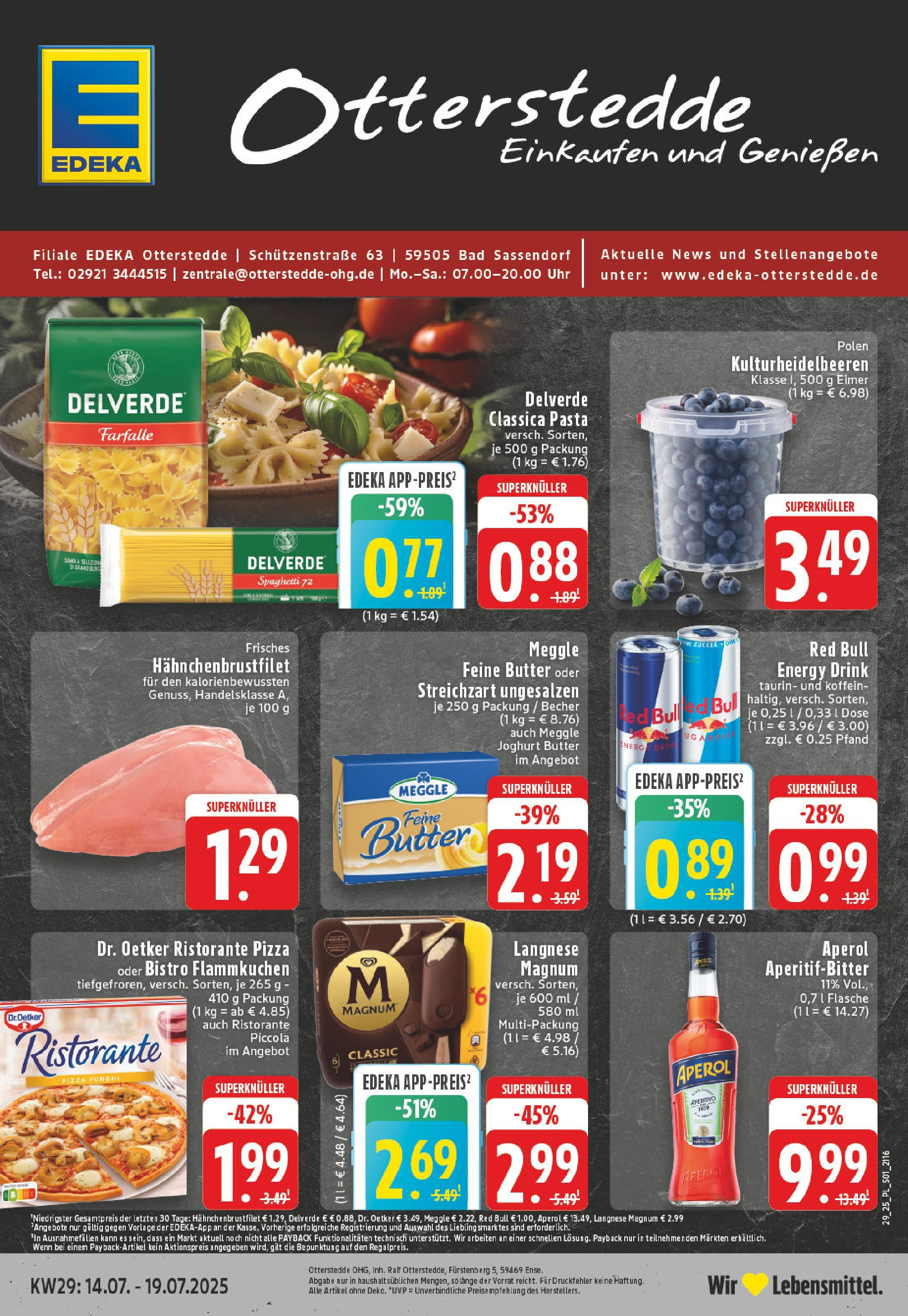 Edeka prospekt Bad Sassendorf	 (ab 13.07.2025) » Angebote Online | Seite: 1 | Produkte: Langnese, Joghurt, Zucker, Uhr