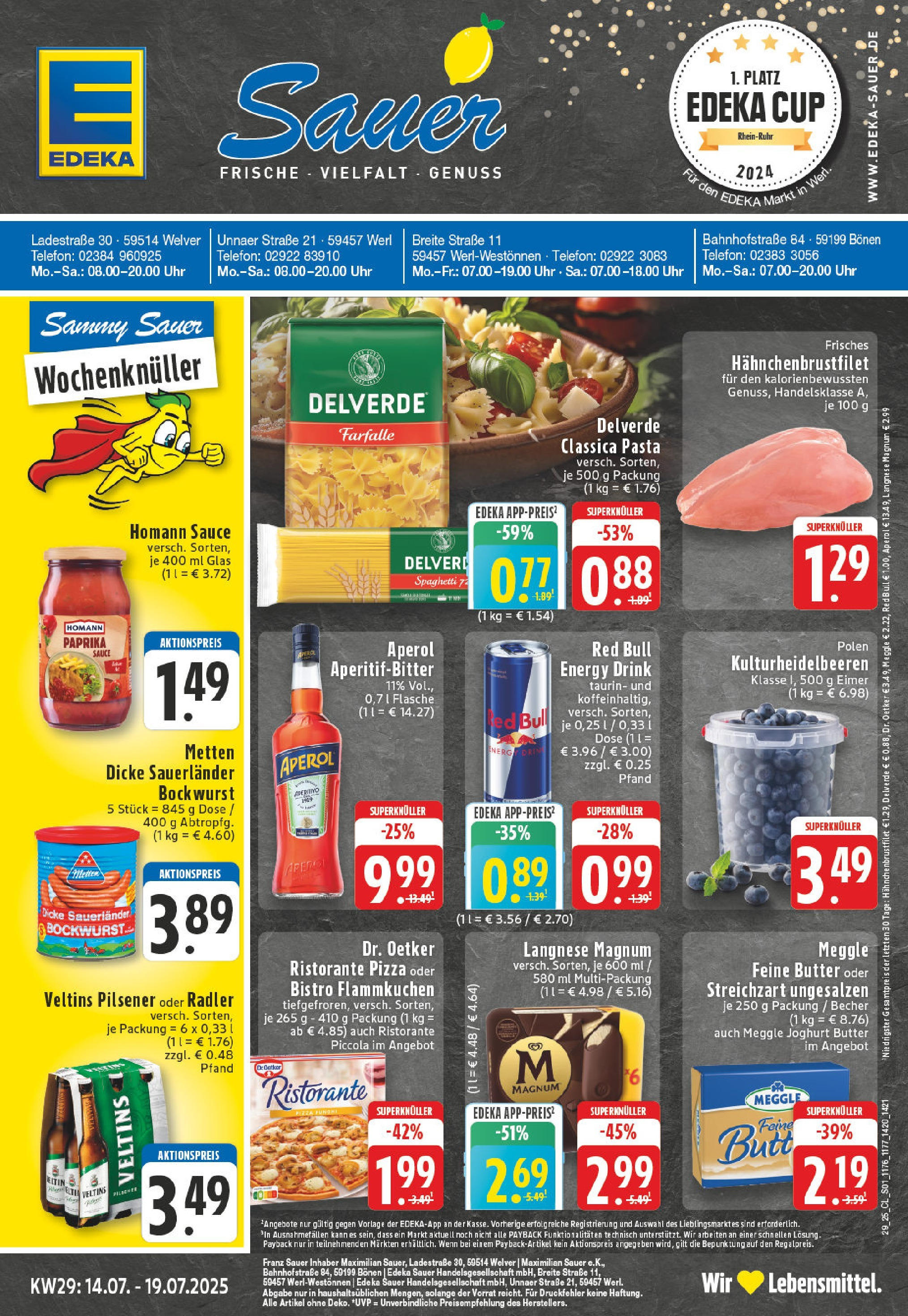 Edeka prospekt Welver	 (ab 13.07.2025) » Angebote Online | Seite: 1 | Produkte: Bockwurst, Butter, Paprika, Aperol