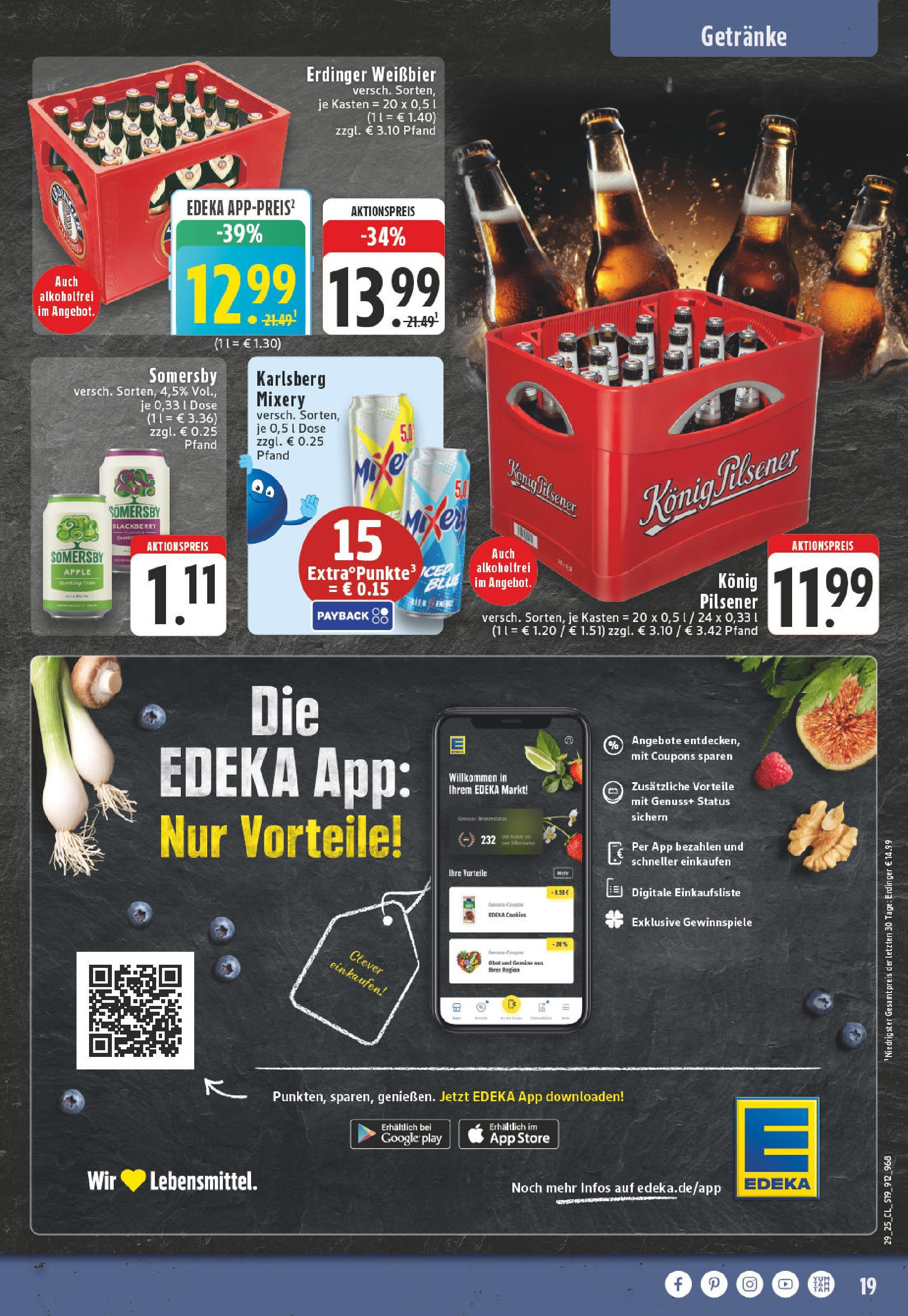 Edeka prospekt Beckum - Neubeckum	 (ab 13.07.2025) » Angebote Online | Seite: 19 | Produkte: Konig pilsener, Weißbier, Apple, Mixery