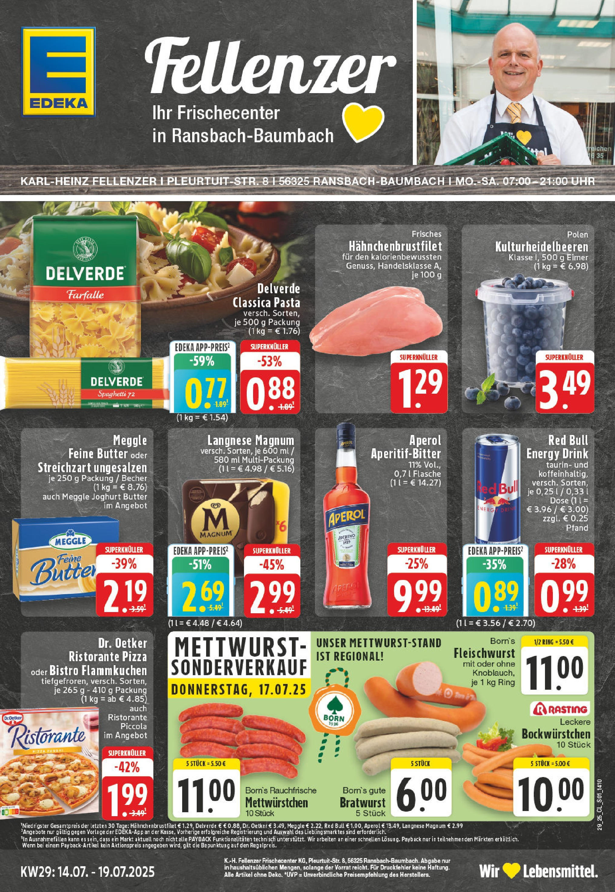 Edeka prospekt Ransbach-Baumbach	 (ab 13.07.2025) » Angebote Online | Seite: 1 | Produkte: Ristorante, Langnese, Joghurt, Aperol