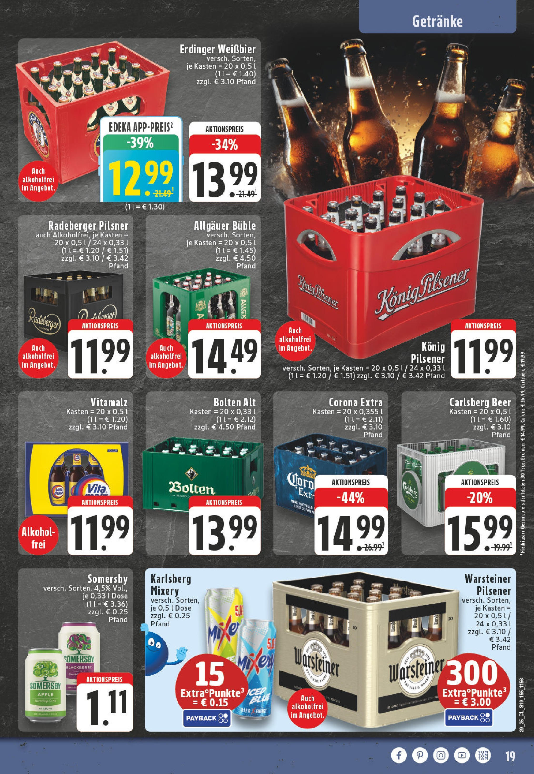 Edeka prospekt Goch	 (ab 13.07.2025) » Angebote Online | Seite: 19 | Produkte: Konig pilsener, Carlsberg, Weißbier, Warsteiner