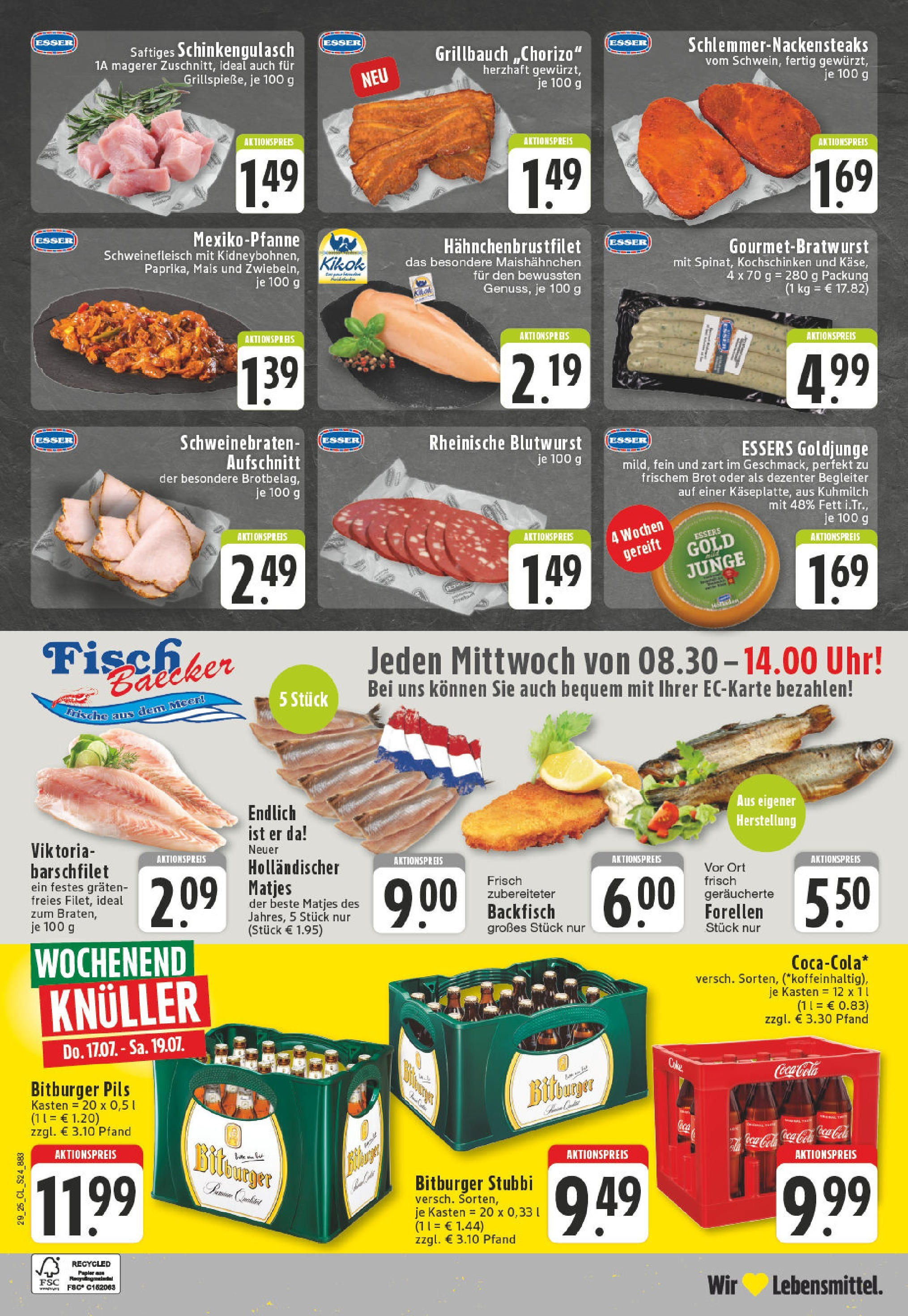 Edeka prospekt Erkelenz	 (ab 14.07.2025) » Angebote Online | Seite: 24 | Produkte: Coca cola, Fisch, Brot, Schweinefleisch