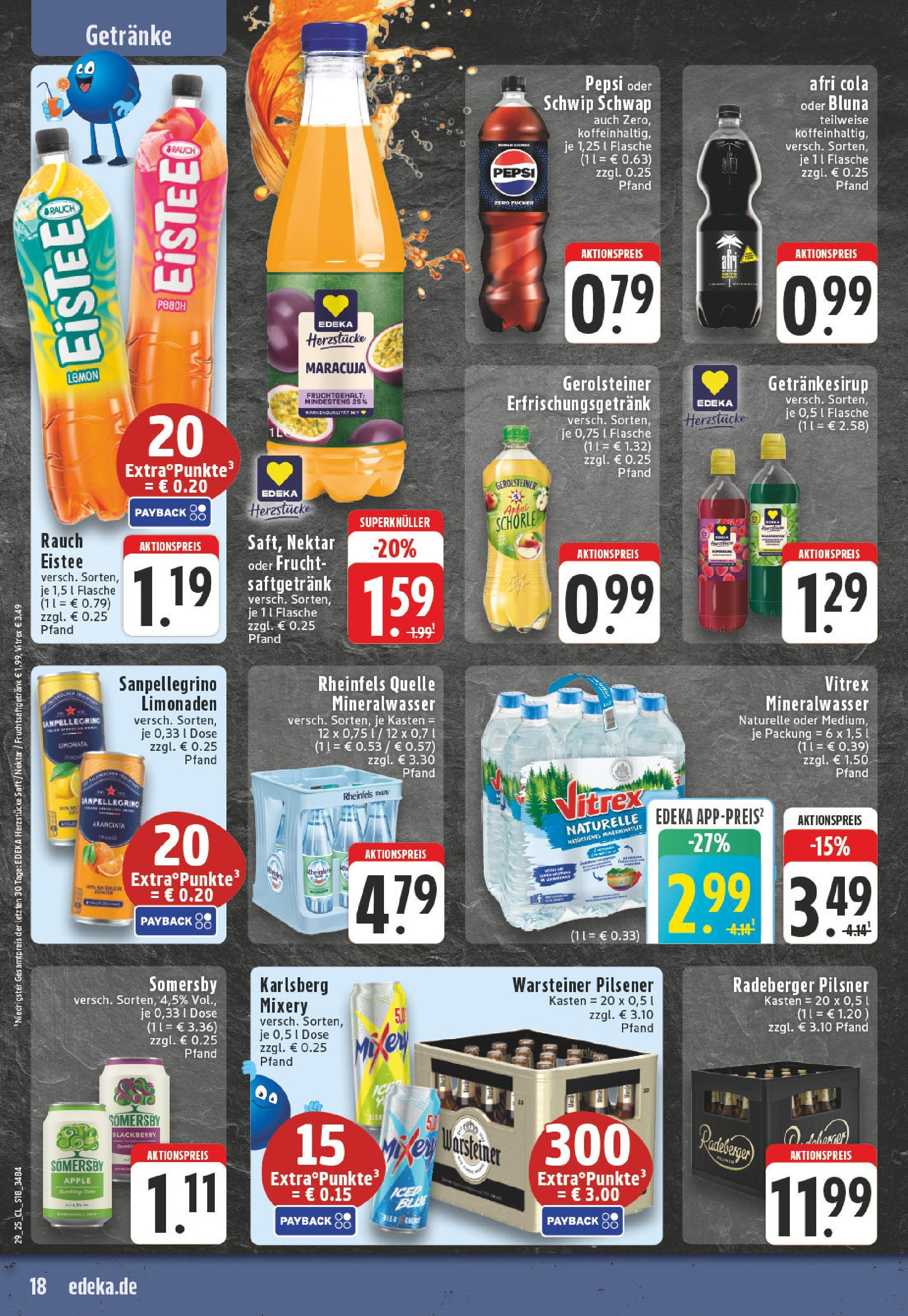 Edeka prospekt Hamm	 (ab 13.07.2025) » Angebote Online | Seite: 18 | Produkte: Warsteiner, Saft, Radeberger pilsner, Gerolsteiner