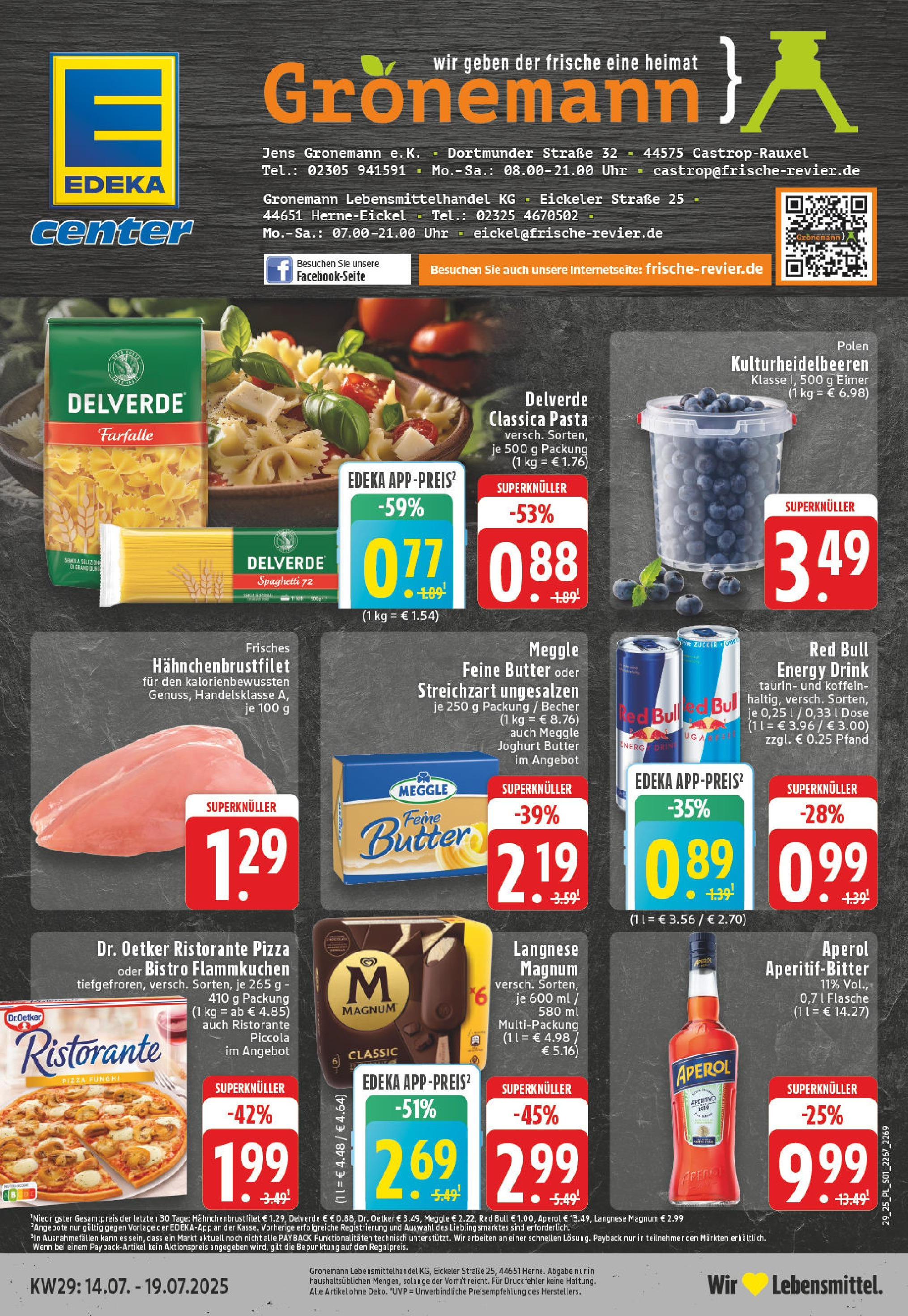 Edeka prospekt Castrop-Rauxel	 (ab 13.07.2025) » Angebote Online | Seite: 1 | Produkte: Langnese, Joghurt, Pasta, Pizza