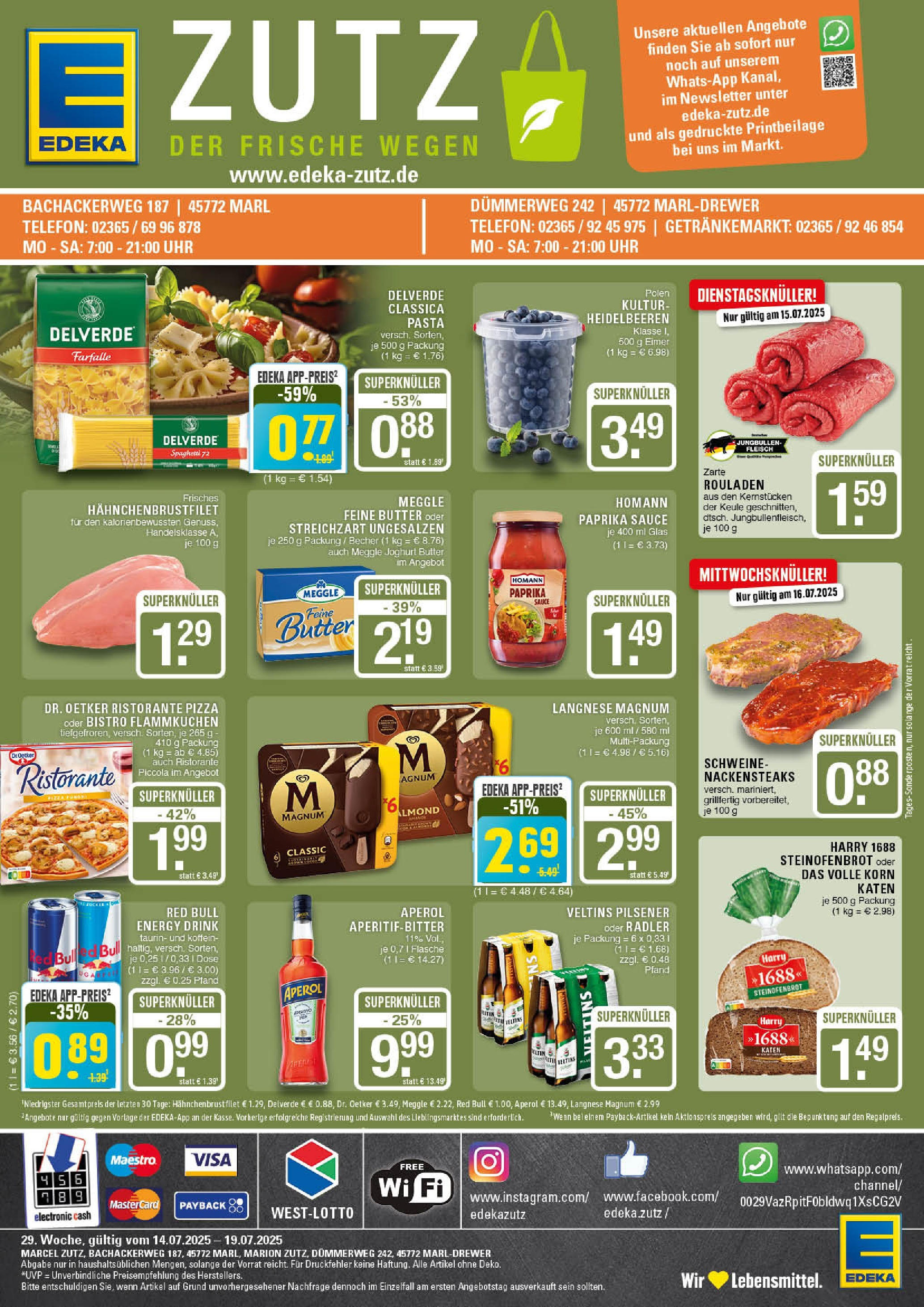 Edeka prospekt Marl	 (ab 13.07.2025) » Angebote Online | Seite: 1 | Produkte: Langnese, Energy, Paprika, Fleisch