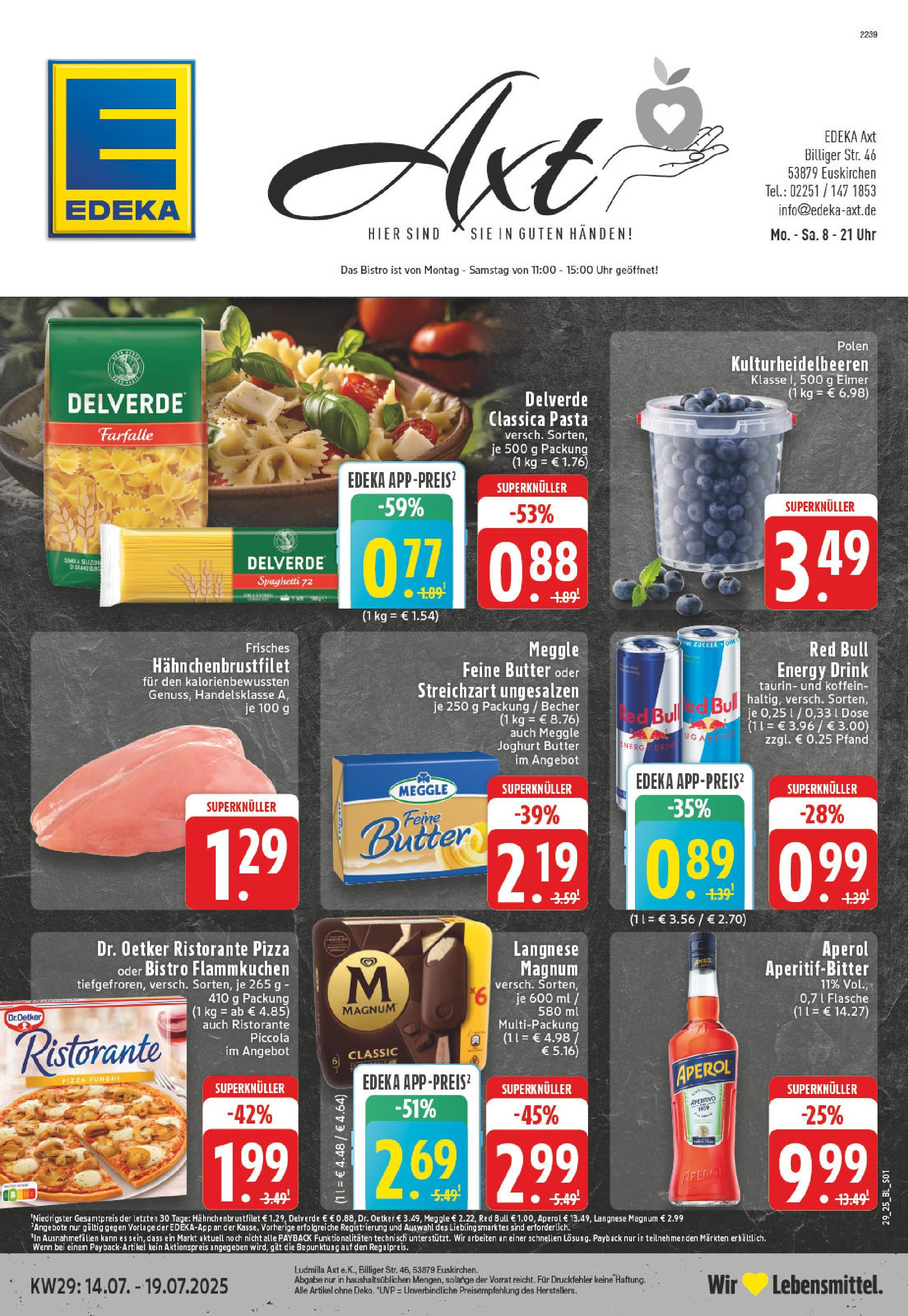 Edeka prospekt Euskirchen	 (ab 13.07.2025) » Angebote Online | Seite: 1 | Produkte: Langnese, Pasta, Pizza, Uhr
