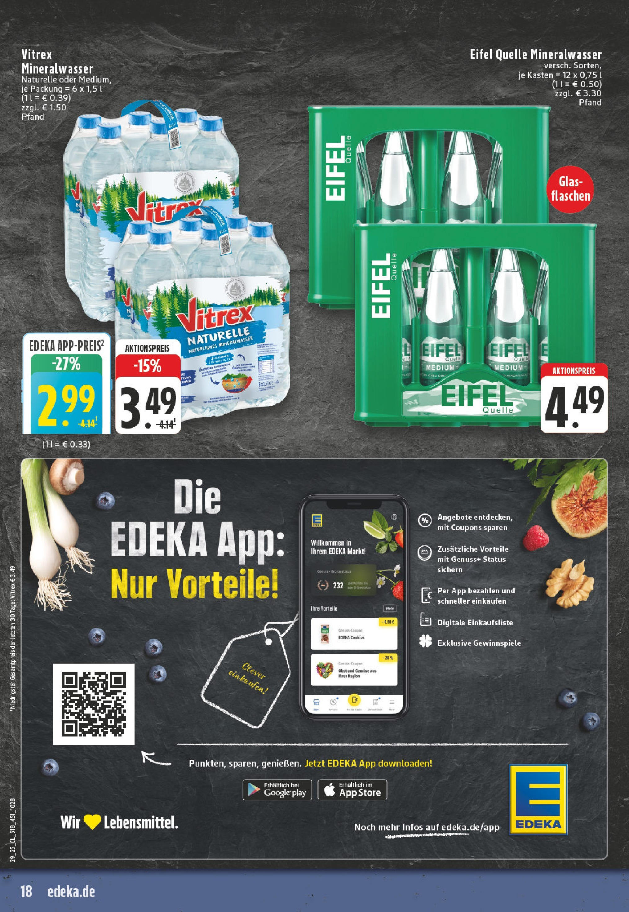 Edeka prospekt Montabaur	 (ab 13.07.2025) » Angebote Online | Seite: 18 | Produkte: Mineralwasser, Obst