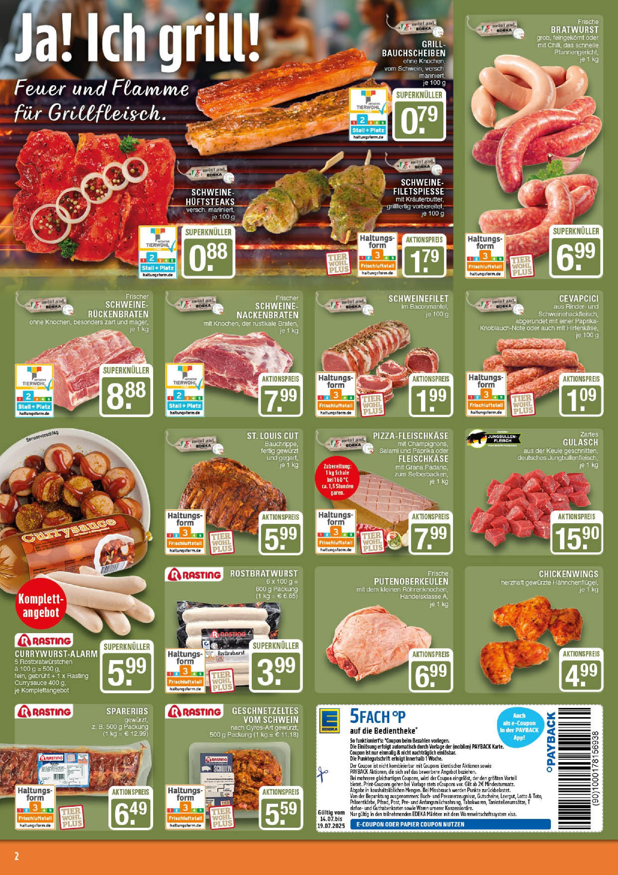 Edeka prospekt Marl	 (ab 13.07.2025) » Angebote Online | Seite: 2 | Produkte: Grill, Cevapcici, Salami, Fleisch