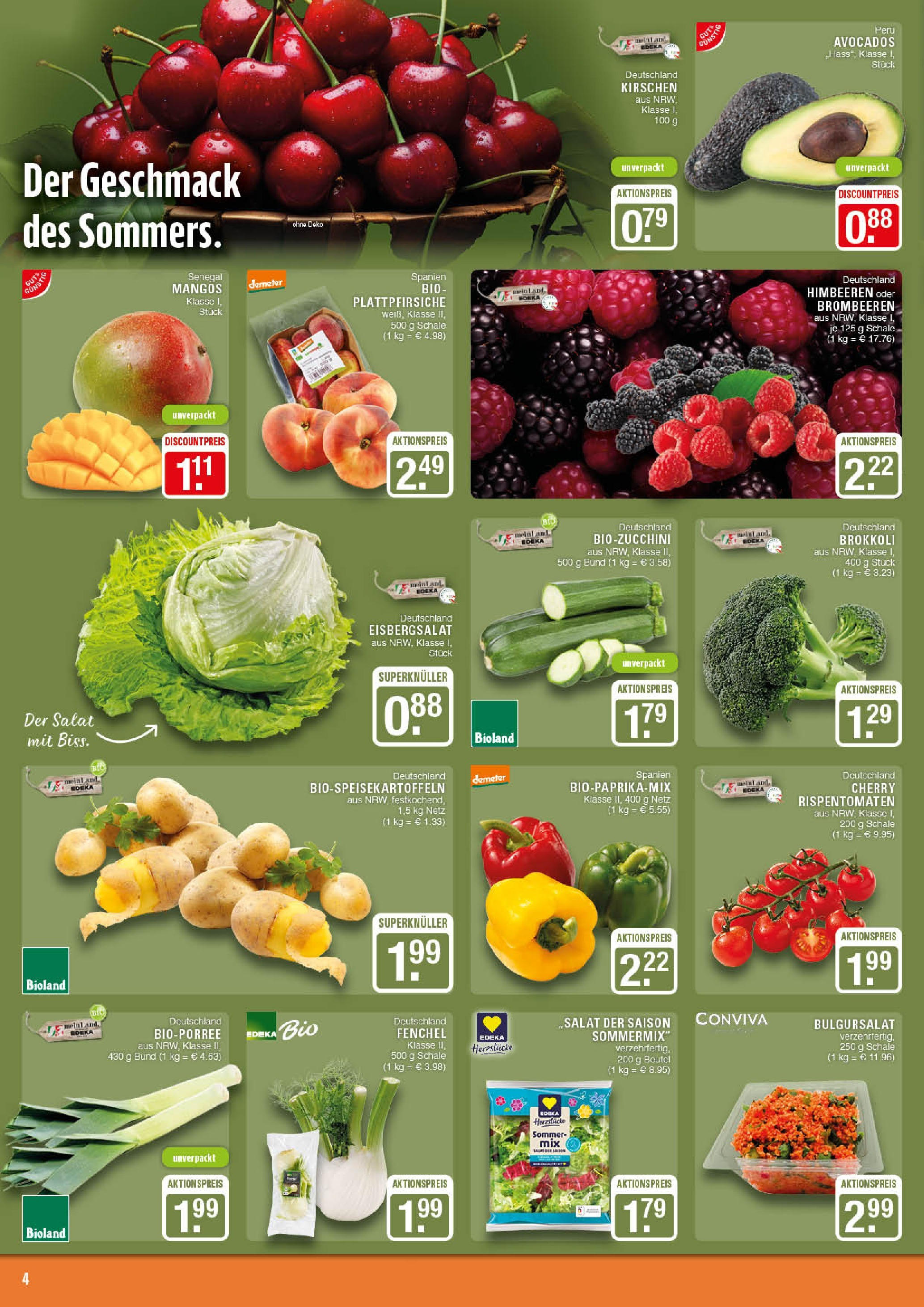 Edeka prospekt Marl	 (ab 13.07.2025) » Angebote Online | Seite: 4 | Produkte: Himbeeren, Eisbergsalat, Kirschen, Salat