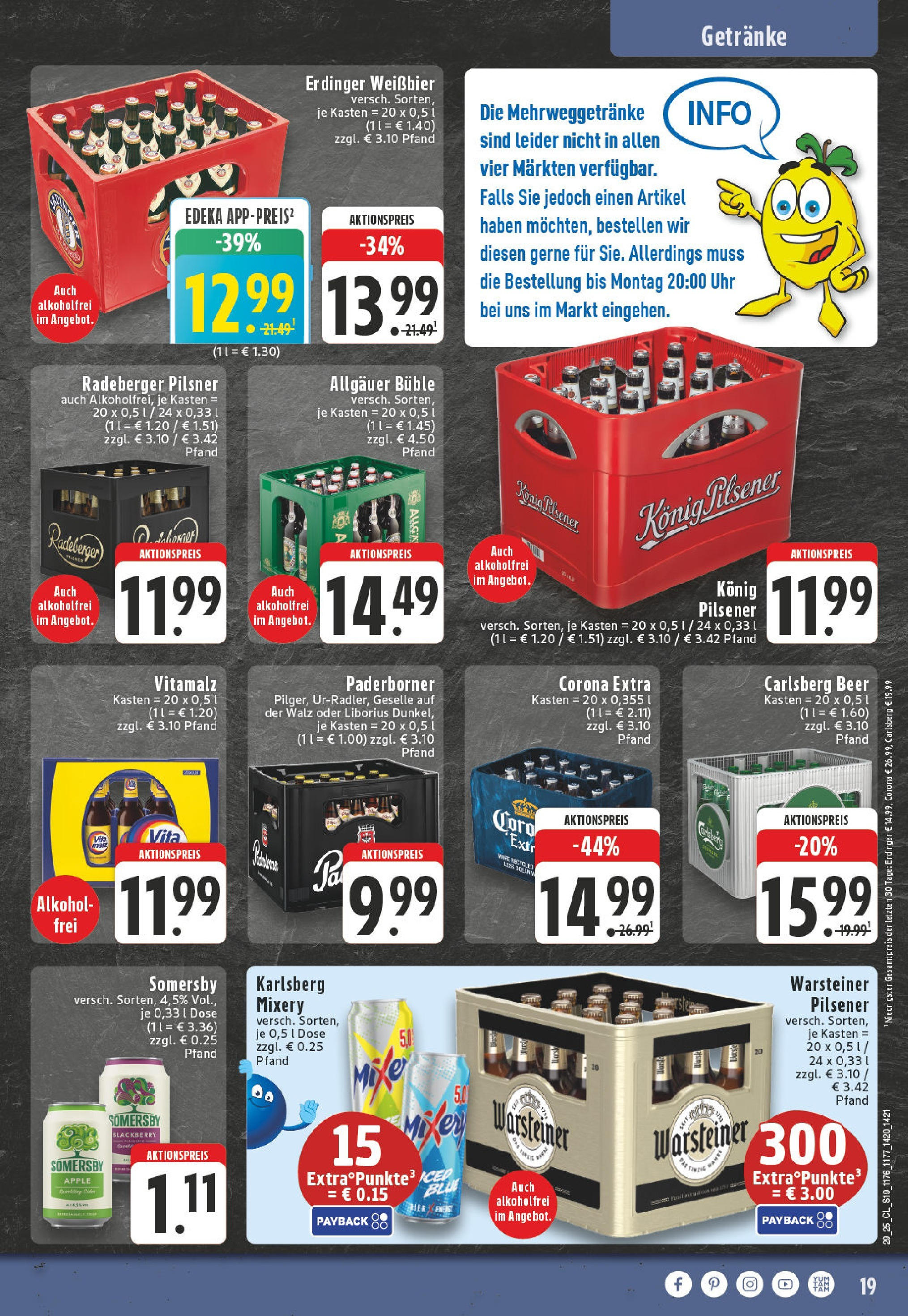 Edeka prospekt Welver	 (ab 13.07.2025) » Angebote Online | Seite: 19 | Produkte: Erdinger, Carlsberg, Weißbier, Uhr
