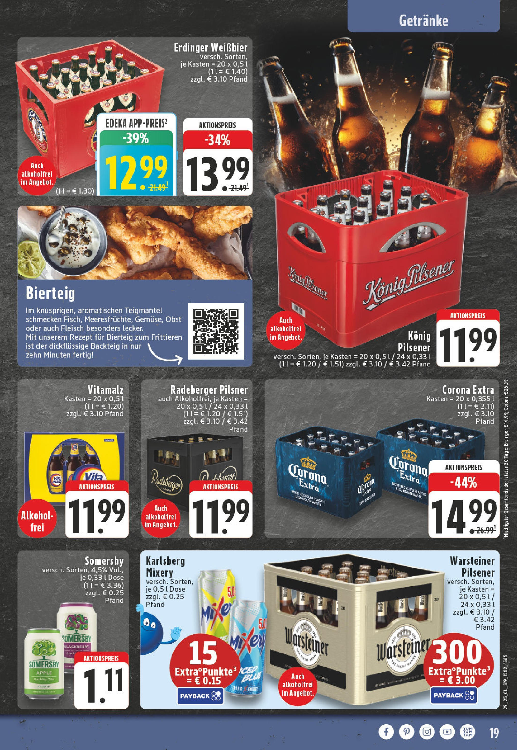 Edeka prospekt Oelde	 (ab 13.07.2025) » Angebote Online | Seite: 19 | Produkte: Mixer, Konig pilsener, Obst, Radeberger pilsner