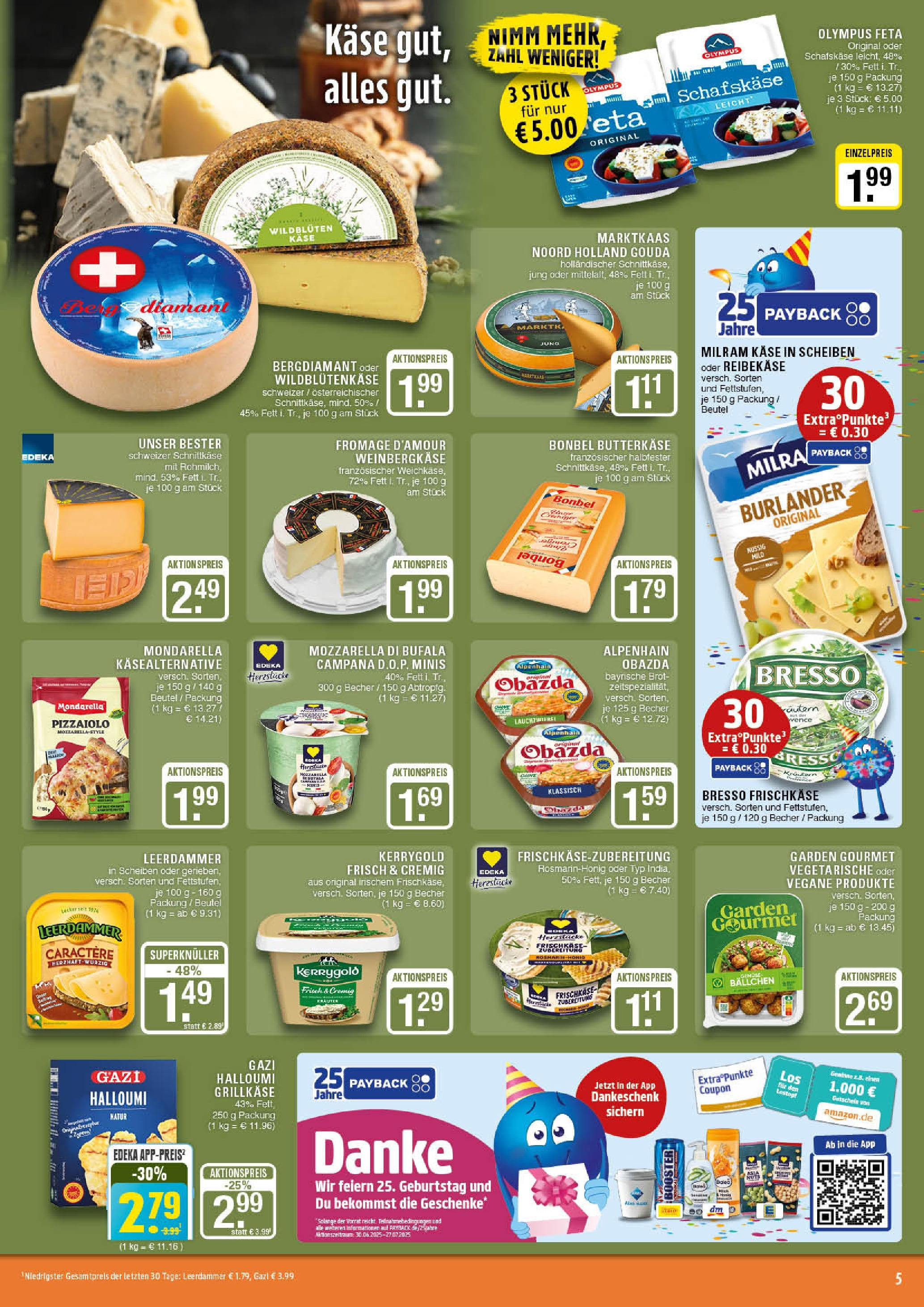 Edeka prospekt Marl	 (ab 13.07.2025) » Angebote Online | Seite: 5 | Produkte: Feta, Bresso, Milram, Schafskase
