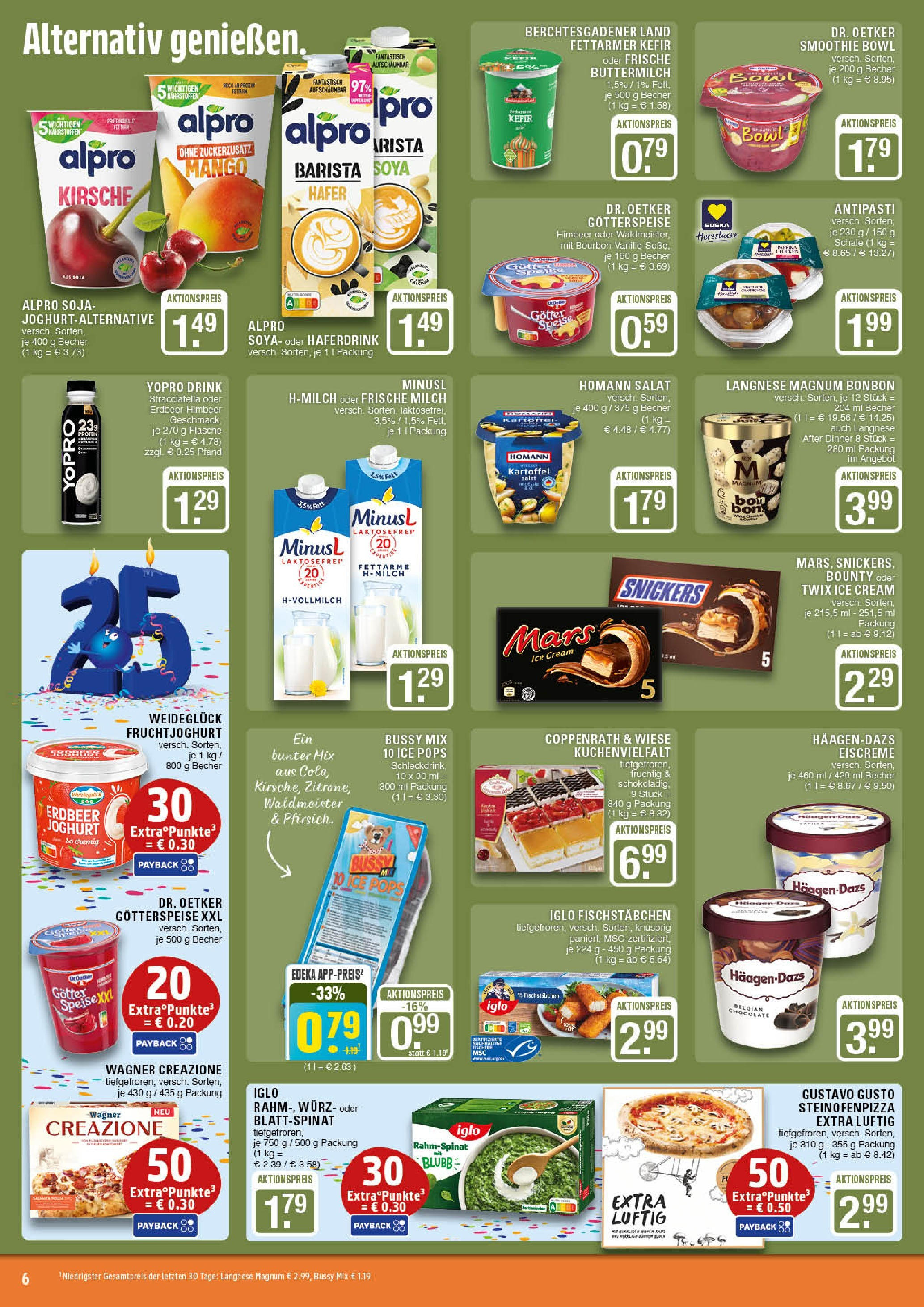 Edeka prospekt Marl	 (ab 13.07.2025) » Angebote Online | Seite: 6 | Produkte: Langnese, Kefir, Joghurt, Fischstabchen