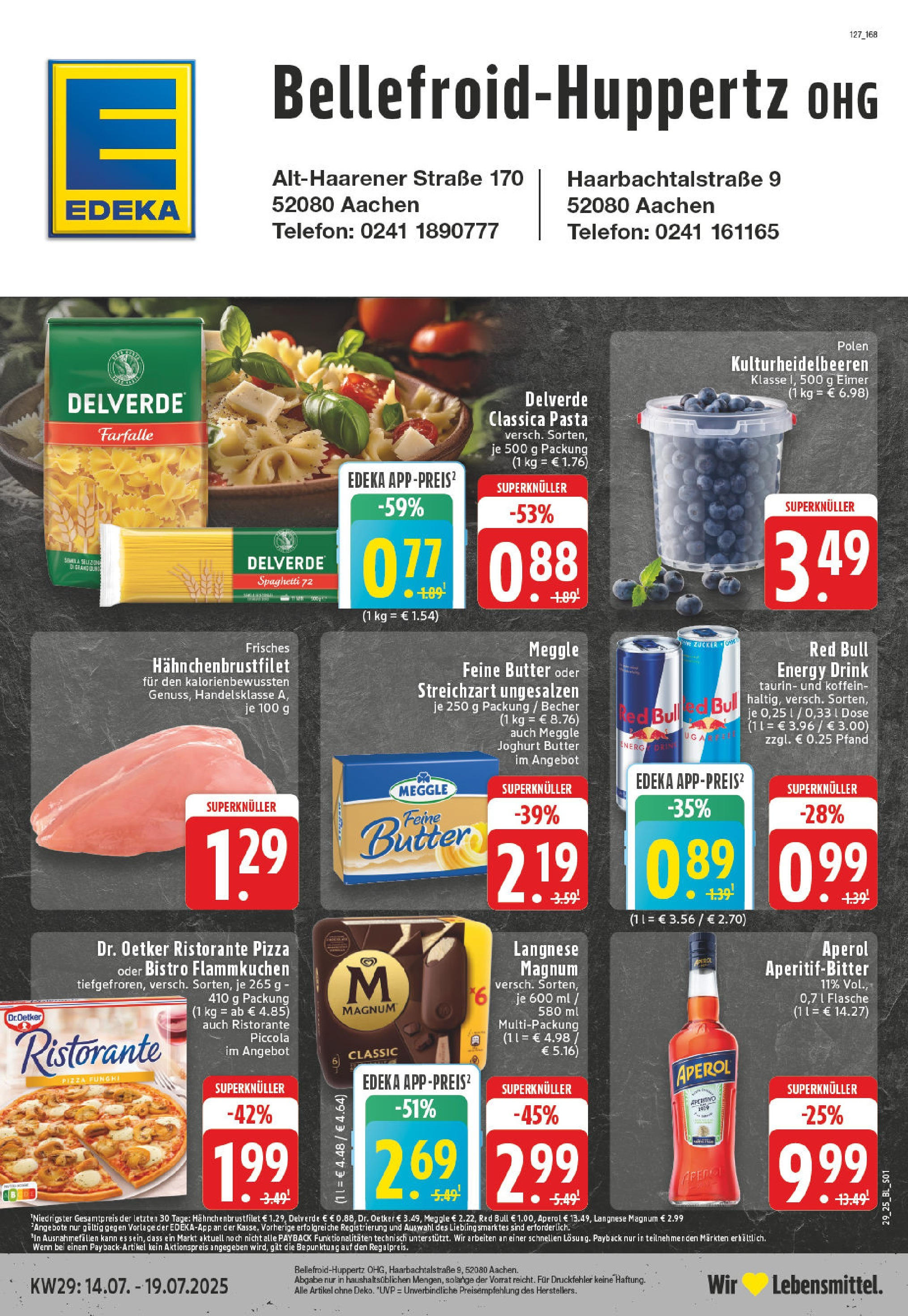 Edeka prospekt Aachen-Haaren	 (ab 13.07.2025) » Angebote Online | Seite: 1 | Produkte: Zucker, Pasta, Pizza, Aperol
