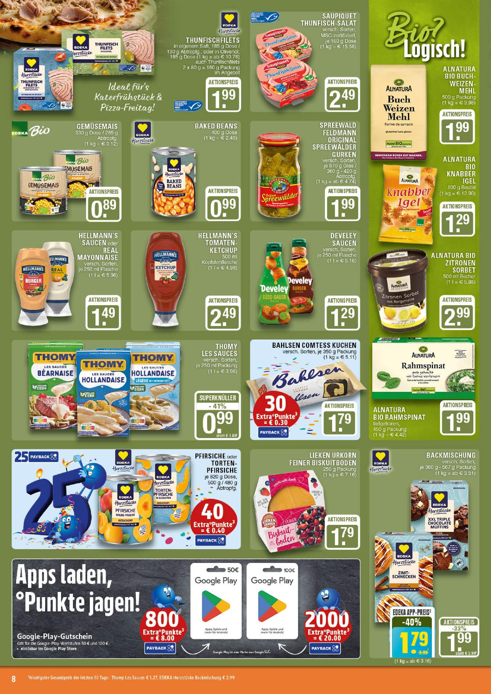 Edeka prospekt Marl	 (ab 13.07.2025) » Angebote Online | Seite: 8 | Produkte: Thomy les sauces, Mehl, Kuchen, Sahne