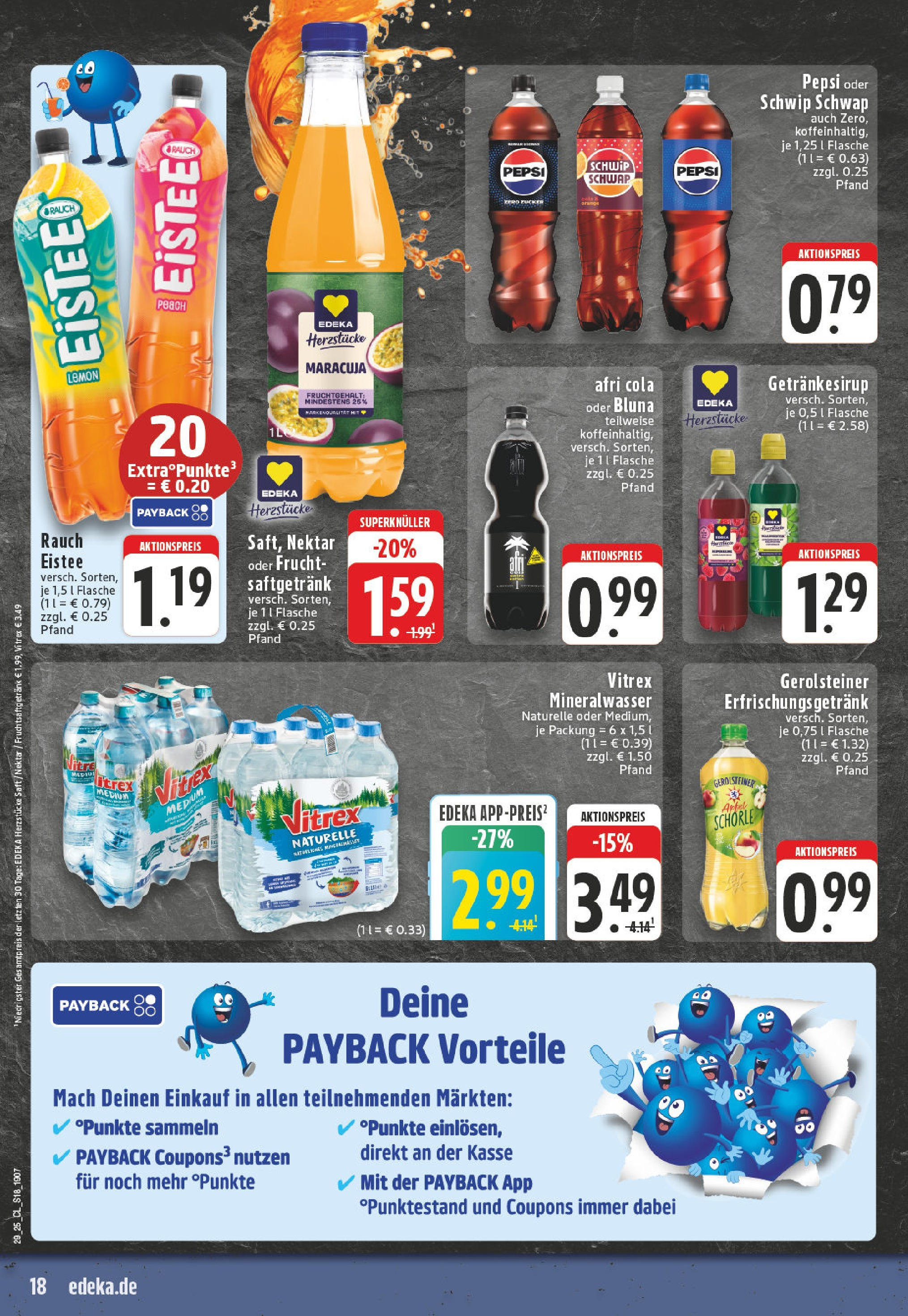 Edeka prospekt Paderborn	 (ab 13.07.2025) » Angebote Online | Seite: 18 | Produkte: Cola, Schwip schwap, Mineralwasser, Saft