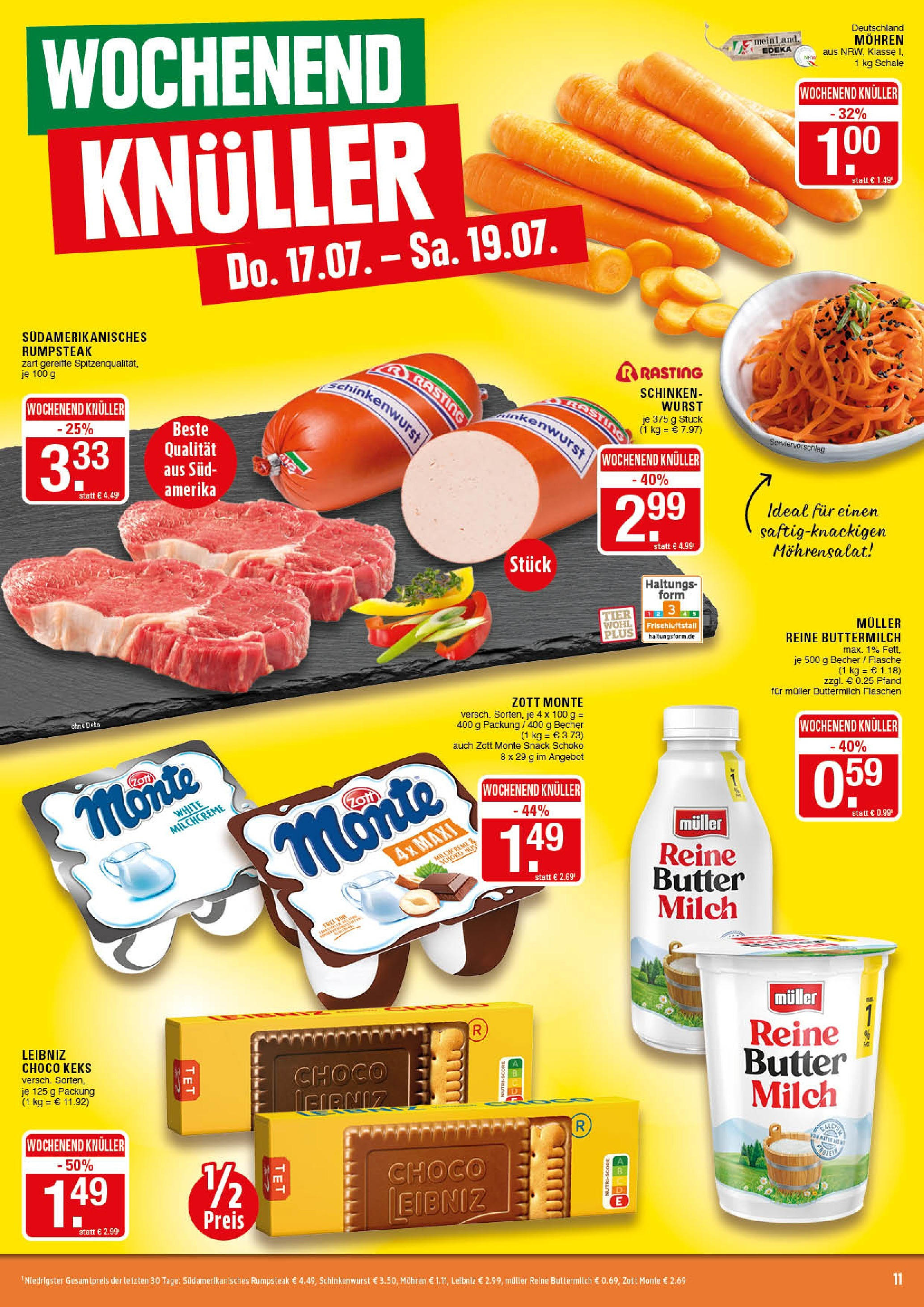 Edeka prospekt Marl	 (ab 13.07.2025) » Angebote Online | Seite: 11 | Produkte: Rumpsteak, Buttermilch, Butter, Schinken