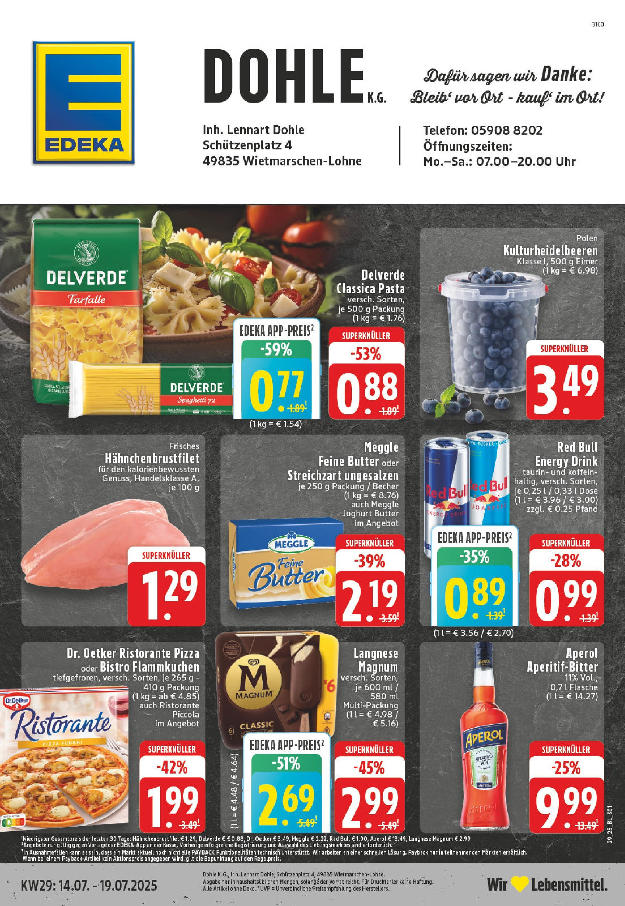 Edeka prospekt Lohne	 (ab 13.07.2025) » Angebote Online | Seite: 1 | Produkte: Red bull, Joghurt, Pasta, Pizza