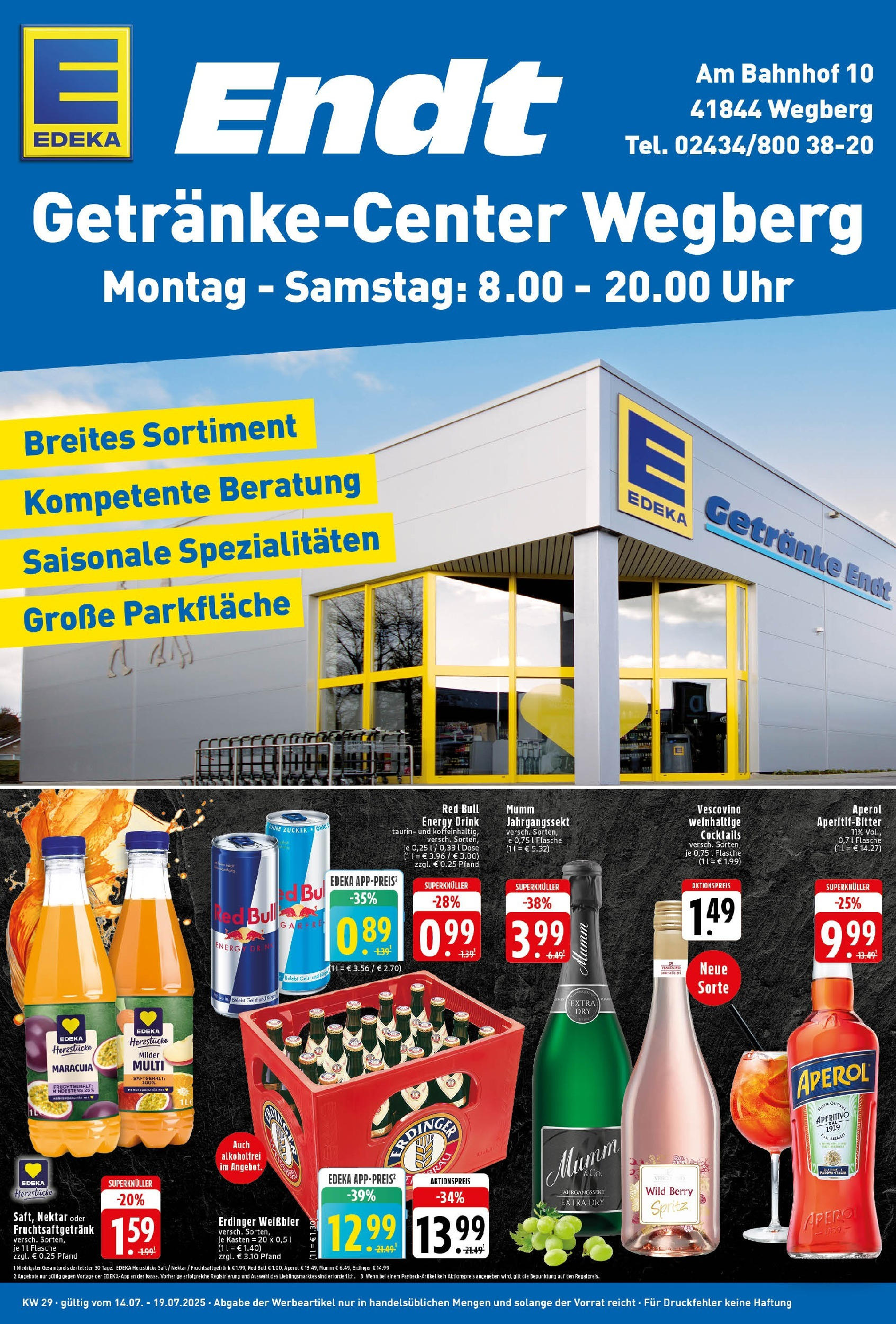 Edeka prospekt Wegberg	 (ab 14.07.2025) » Angebote Online | Seite: 1 | Produkte: Energy, Weißbier, Aperol, Uhr