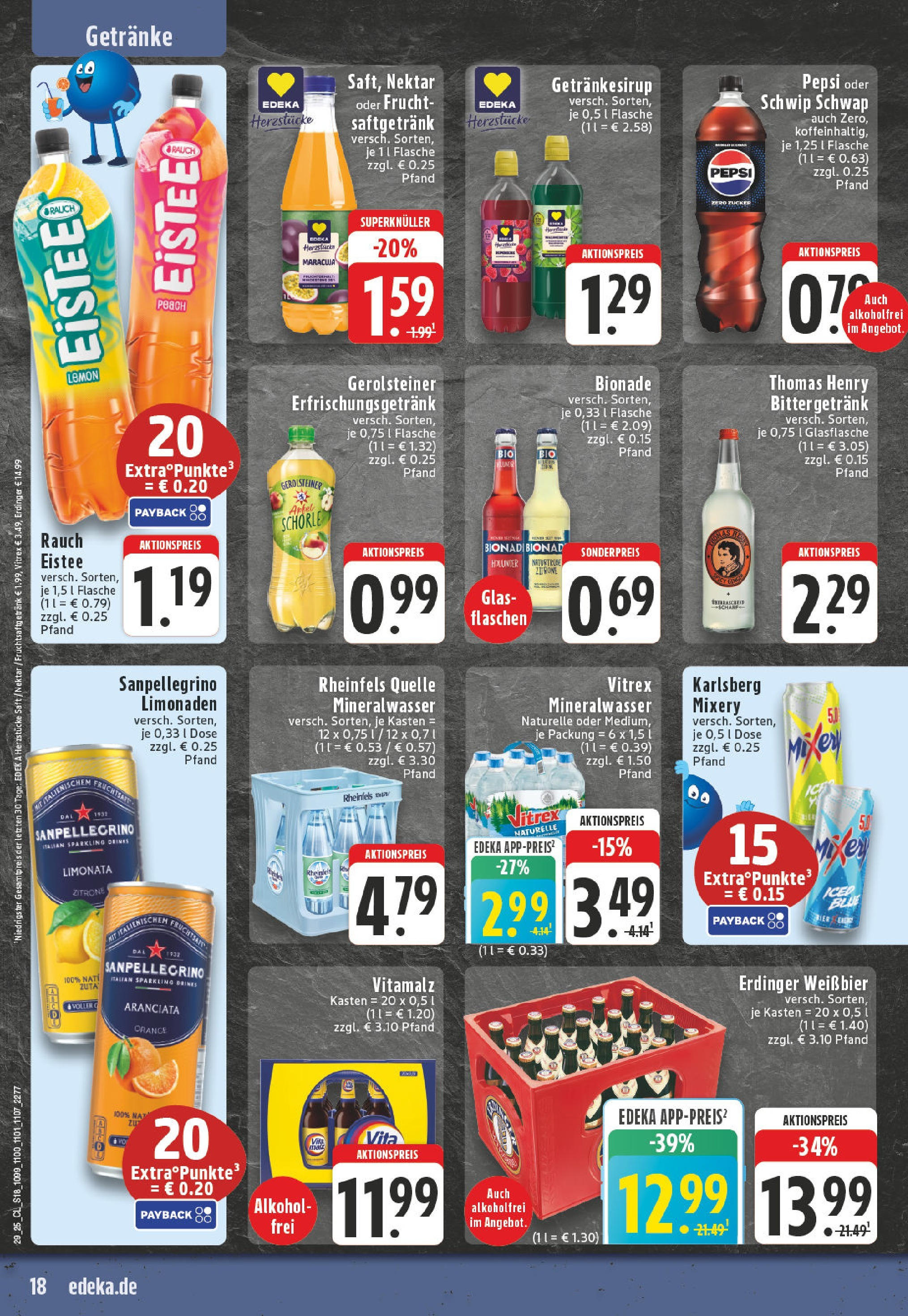 Edeka prospekt Waltrop	 (ab 13.07.2025) » Angebote Online | Seite: 18 | Produkte: Bionade, Pepsi, Saft, Gerolsteiner