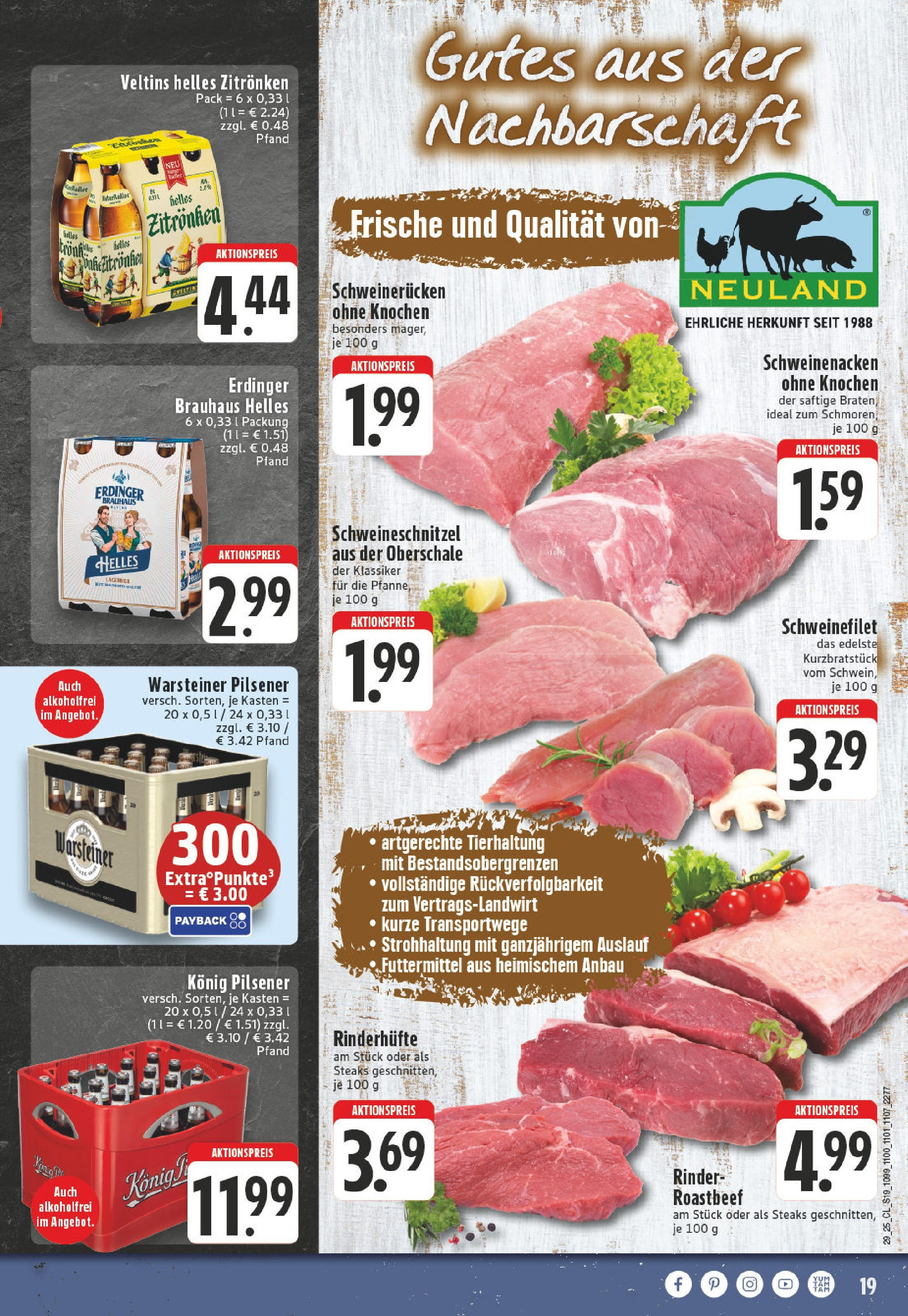 Edeka prospekt Waltrop	 (ab 13.07.2025) » Angebote Online | Seite: 19 | Produkte: Konig pilsener, Erdinger, Roastbeef, Veltins