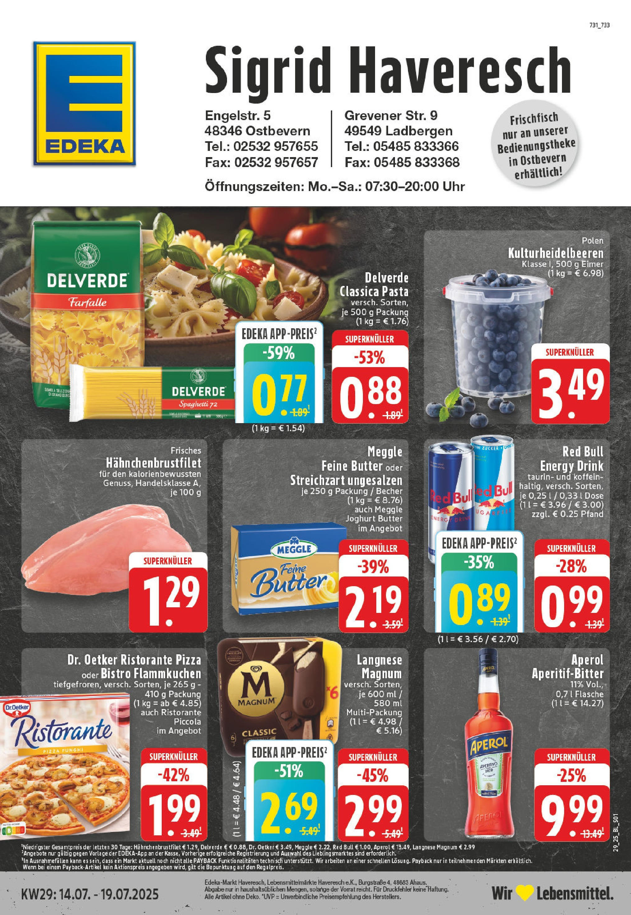 Edeka prospekt Ladbergen	 (ab 14.07.2025) » Angebote Online | Seite: 1 | Produkte: Energy, Zucker, Pizza, Aperol