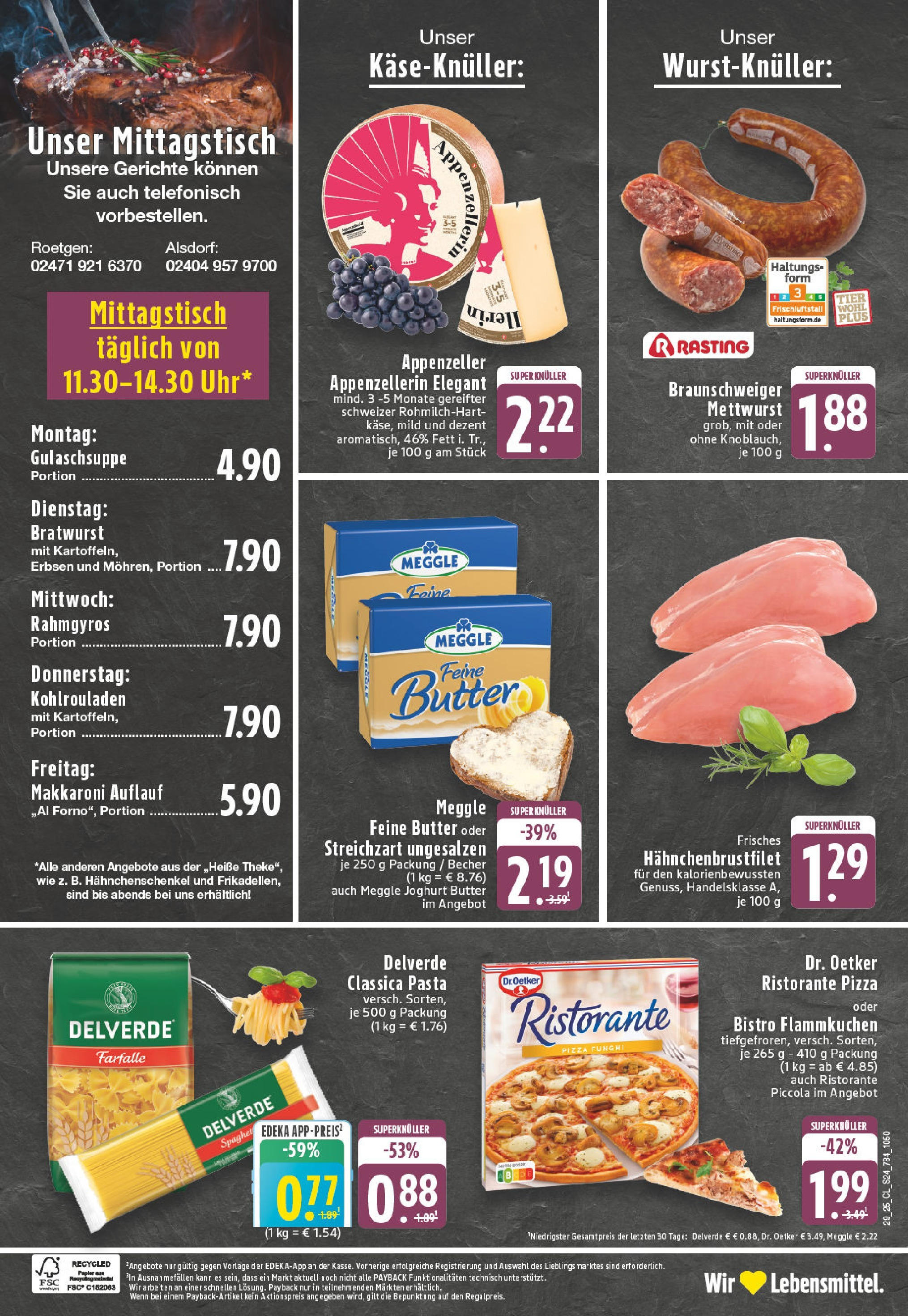 Edeka prospekt Roetgen	 (ab 13.07.2025) » Angebote Online | Seite: 24 | Produkte: Ristorante, Bratwurst, Pasta, Pizza