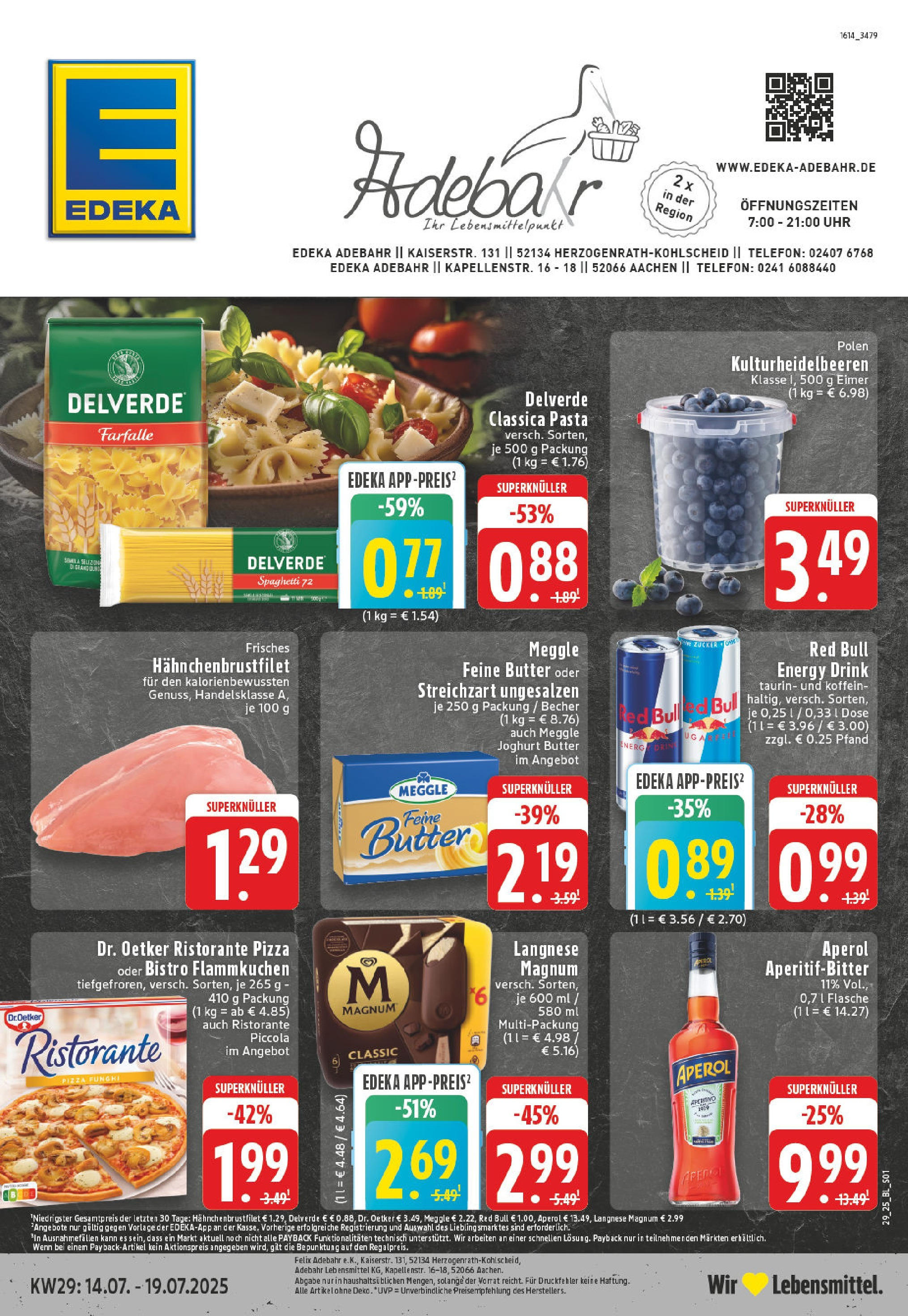 Edeka prospekt Aachen	 (ab 13.07.2025) » Angebote Online | Seite: 1 | Produkte: Langnese, Red bull, Energy, Aperol