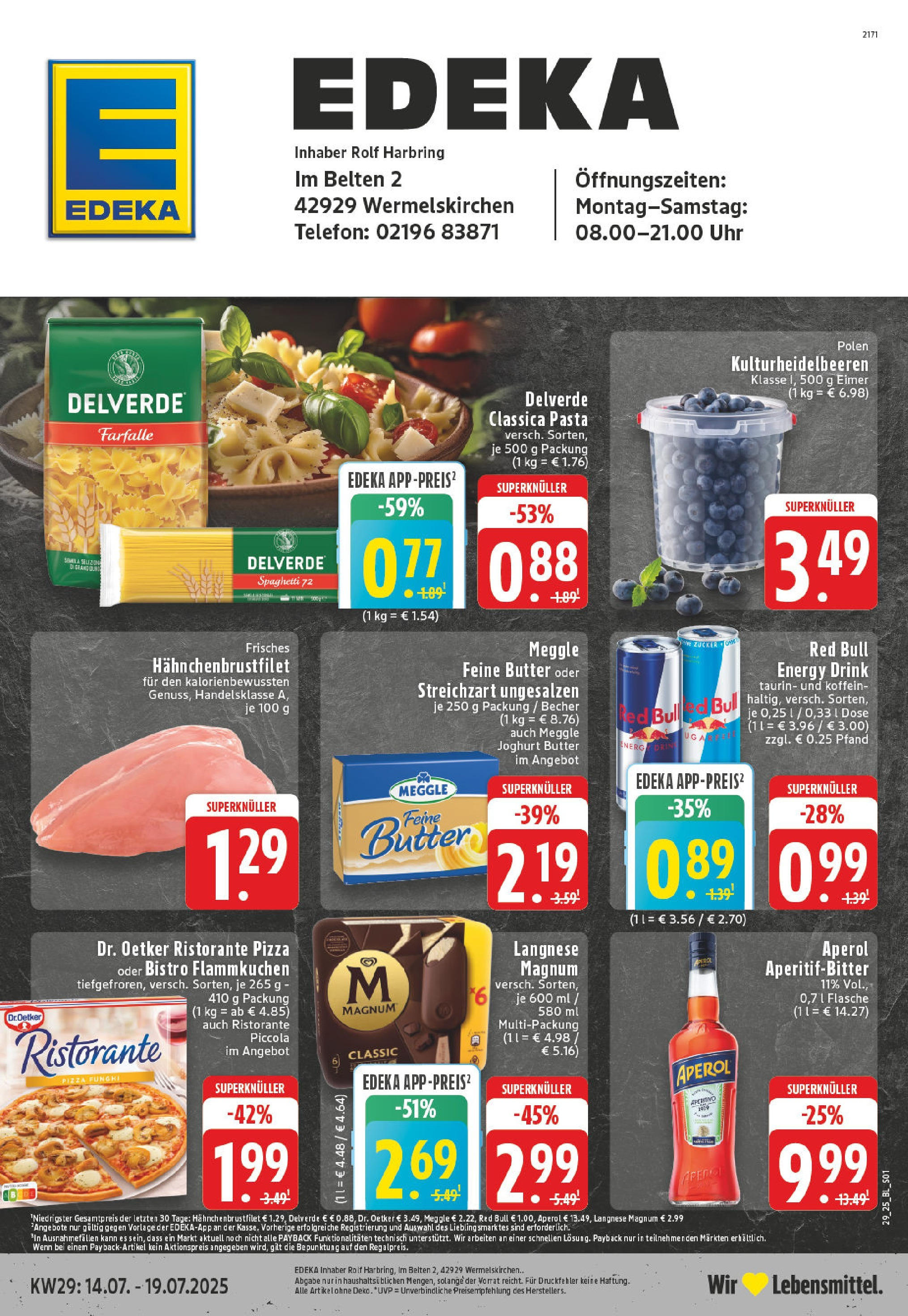 Edeka prospekt Wermelskirchen	 (ab 13.07.2025) » Angebote Online | Seite: 1 | Produkte: Red bull, Energy, Pasta, Uhr