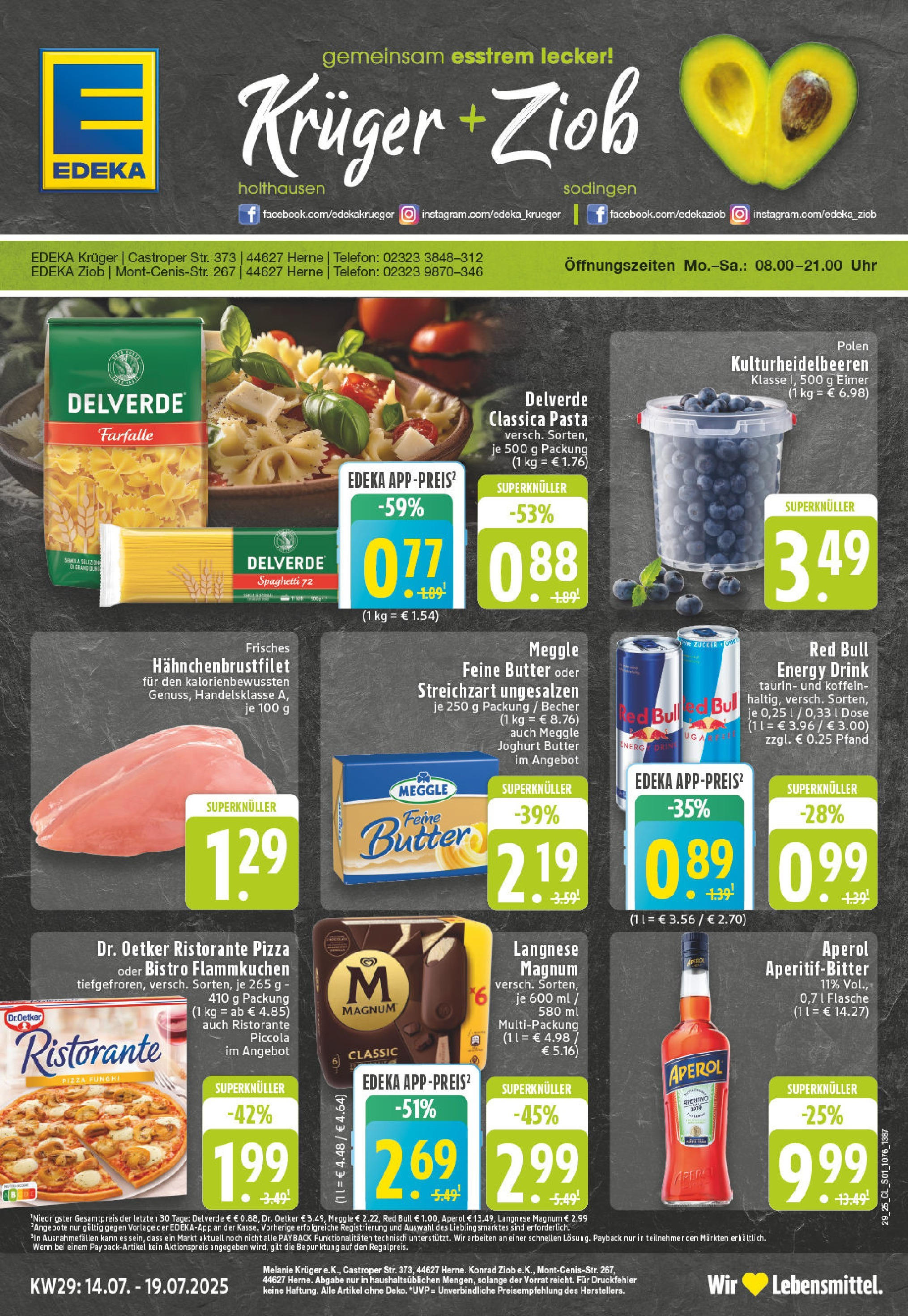 Edeka prospekt Herne	 (ab 13.07.2025) » Angebote Online | Seite: 1 | Produkte: Langnese, Energy, Pizza, Aperol