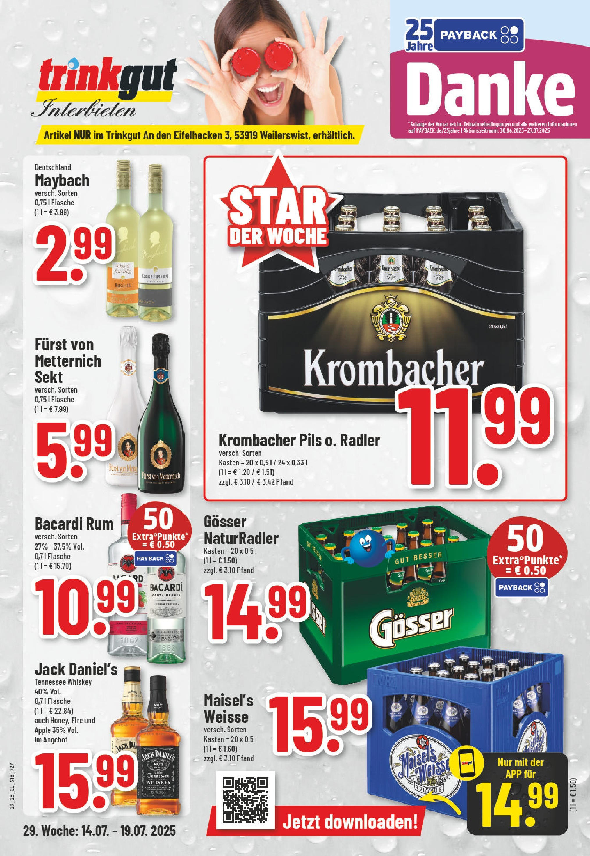 Edeka prospekt Weilerswist	 (ab 13.07.2025) » Angebote Online | Seite: 18 | Produkte: Bacardi, Furst von metternich, Rum, Pils