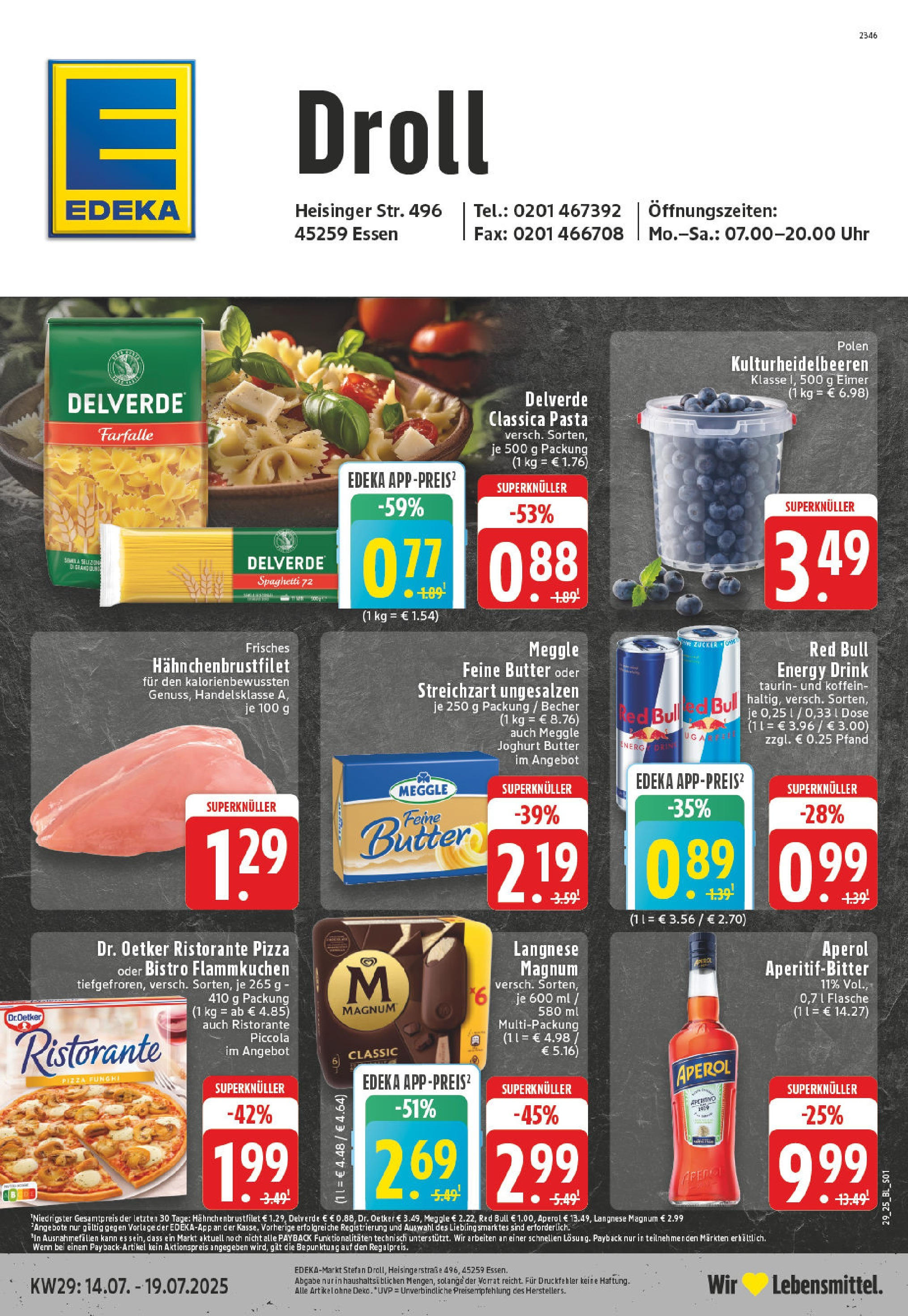 EDEKA Prospekt ab 14.07.2025 - Prospekt Essen Online Vorschau von dem Prospekt des Geschäftes Edeka, gültig ab dem 14.07.2025
