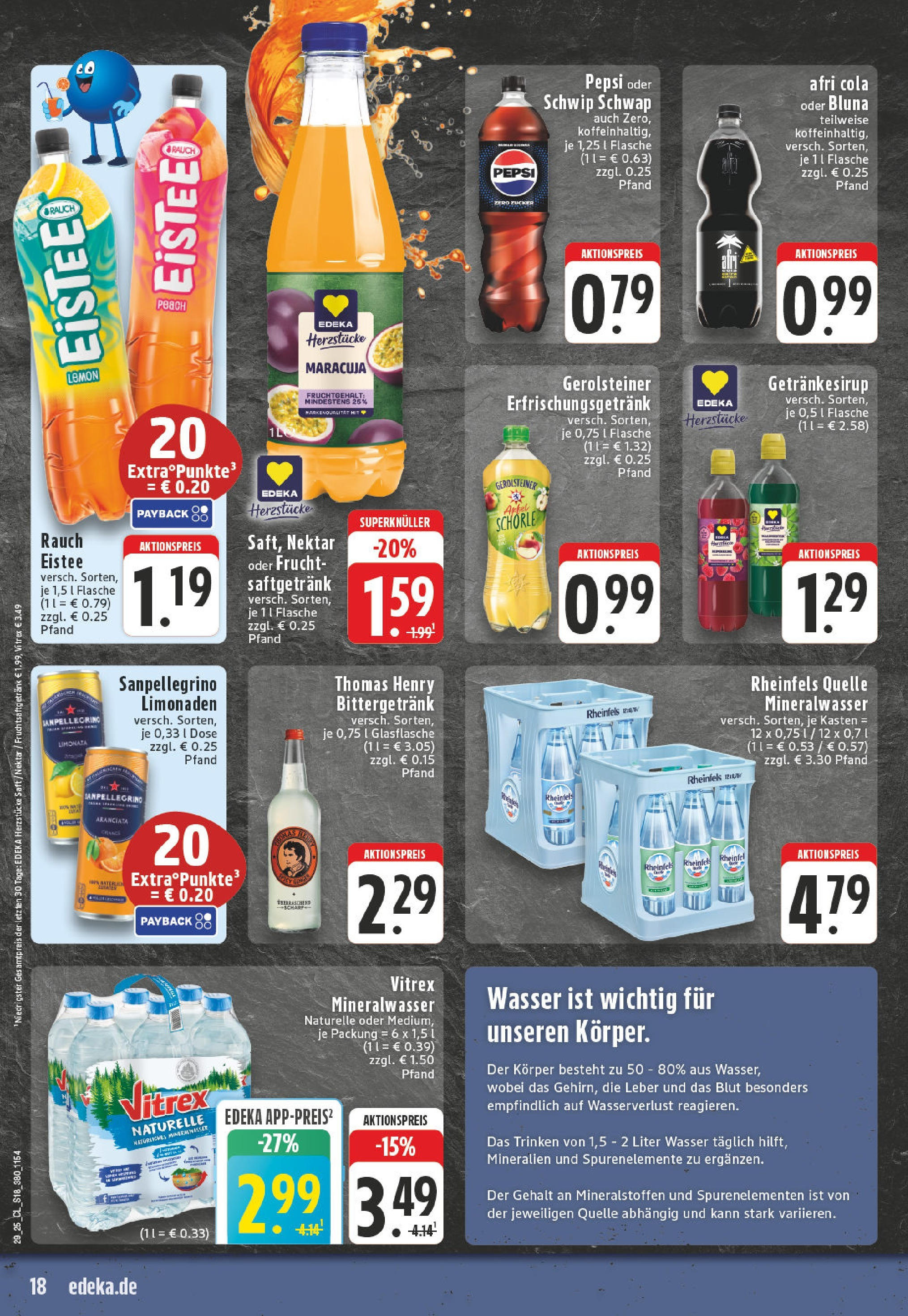 Edeka prospekt Höhn	 (ab 13.07.2025) » Angebote Online | Seite: 18 | Produkte: Schwip schwap, Wasser, Pepsi, Gerolsteiner