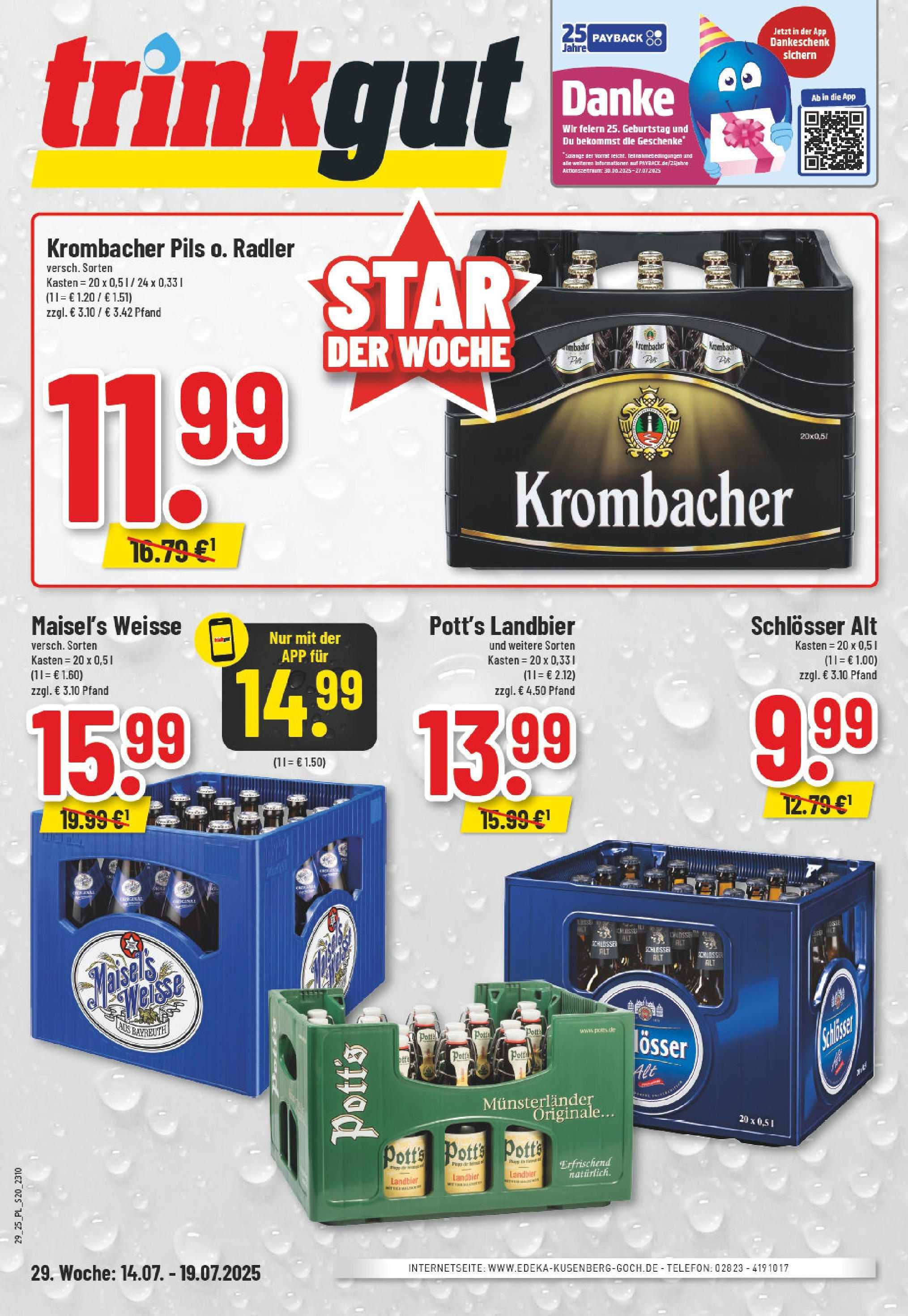 Edeka prospekt Goch	 (ab 13.07.2025) » Angebote Online | Seite: 20 | Produkte: Pils, Radler, Krombacher, Telefon