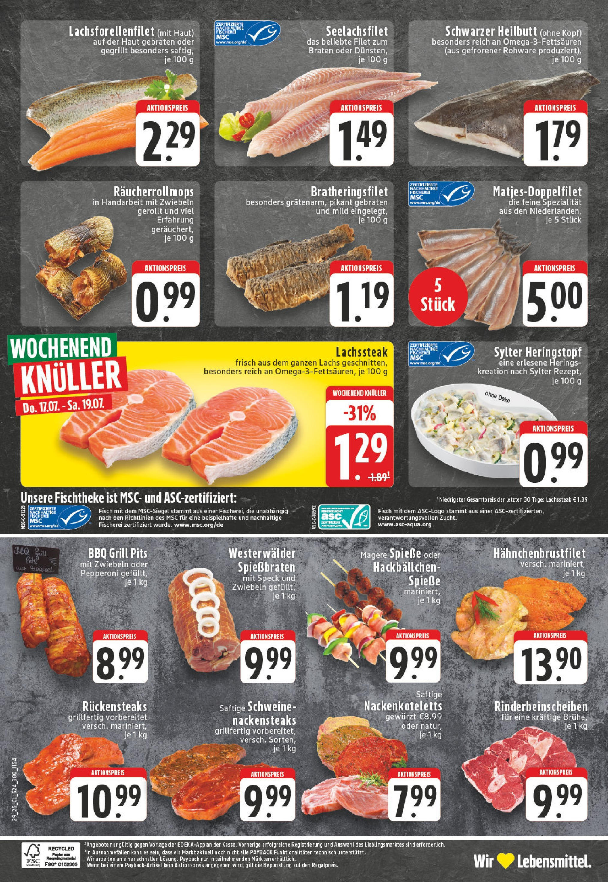 Edeka prospekt Höhn	 (ab 13.07.2025) » Angebote Online | Seite: 24 | Produkte: Spieße, Fisch, Lachs, Zwiebeln