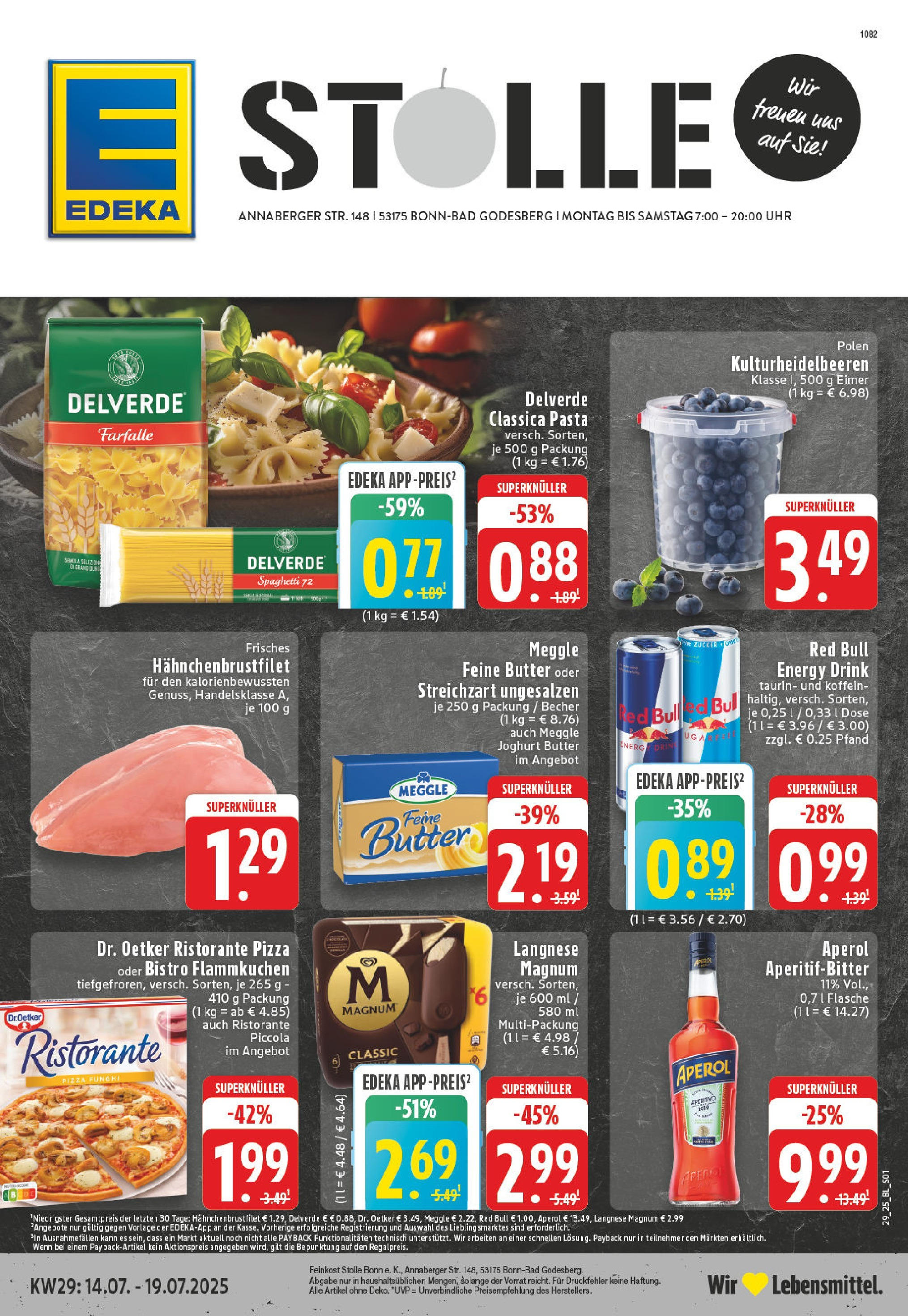 Edeka prospekt Bonn - Bad Godesberg	 (ab 13.07.2025) » Angebote Online | Seite: 1 | Produkte: Ristorante, Langnese, Joghurt, Uhr