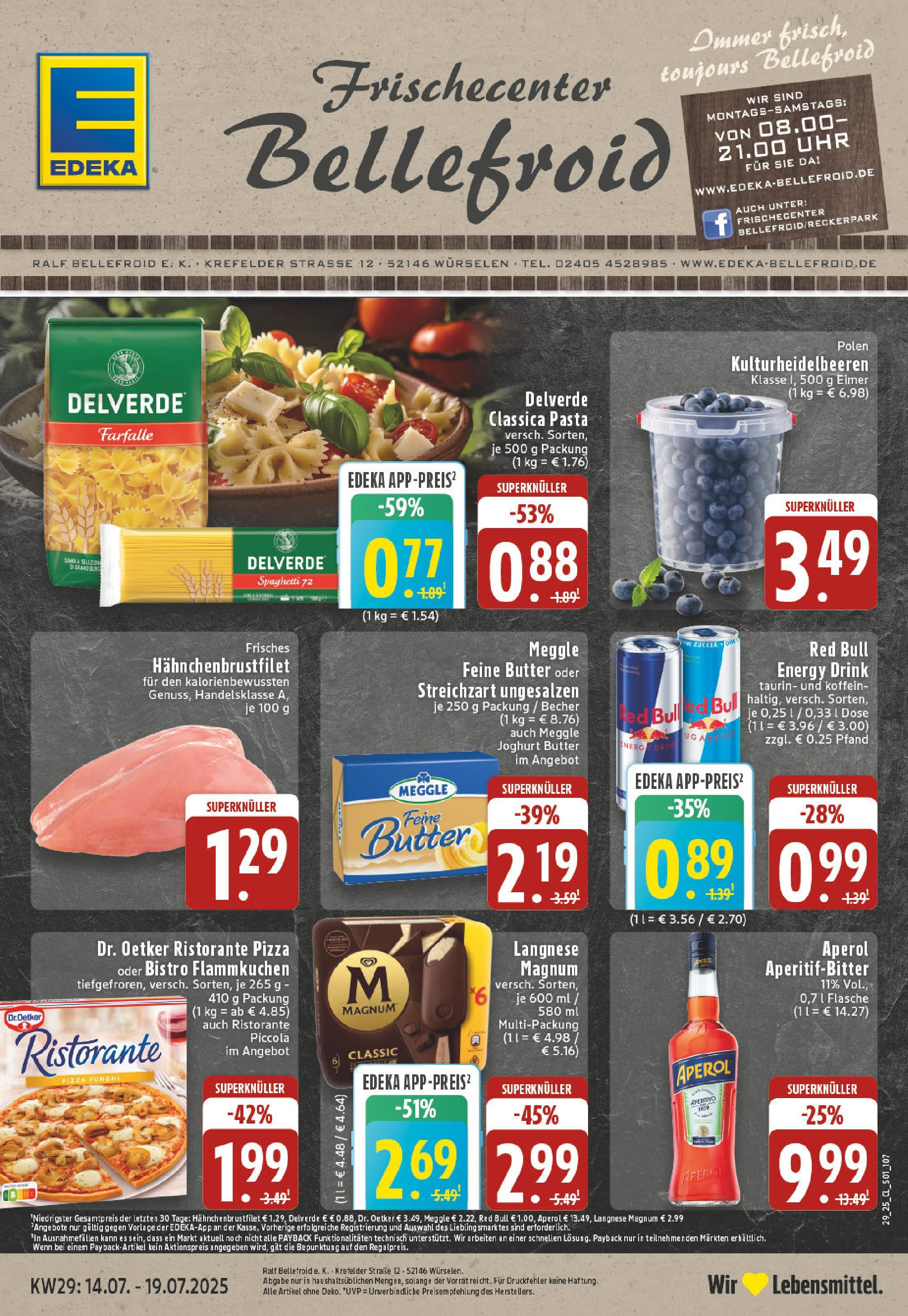 Edeka prospekt Würselen	 (ab 14.07.2025) » Angebote Online | Seite: 1 | Produkte: Langnese, Red bull, Pizza, Aperol