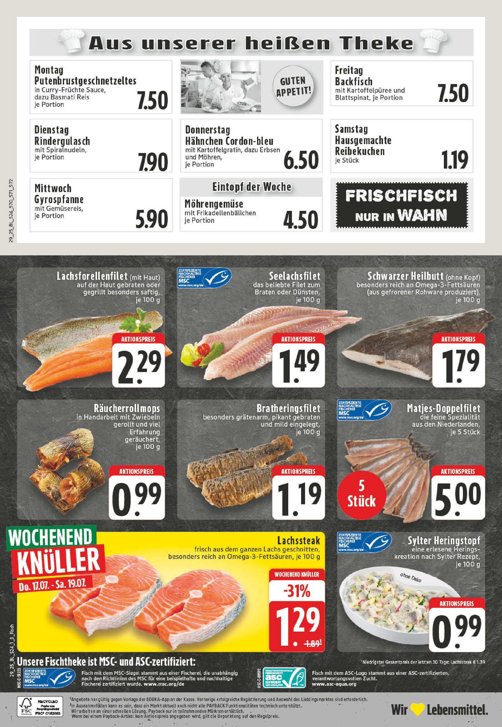 Edeka prospekt Köln	 (ab 14.07.2025) » Angebote Online | Seite: 24 | Produkte: Fisch, Lachs, Zwiebeln, Steak