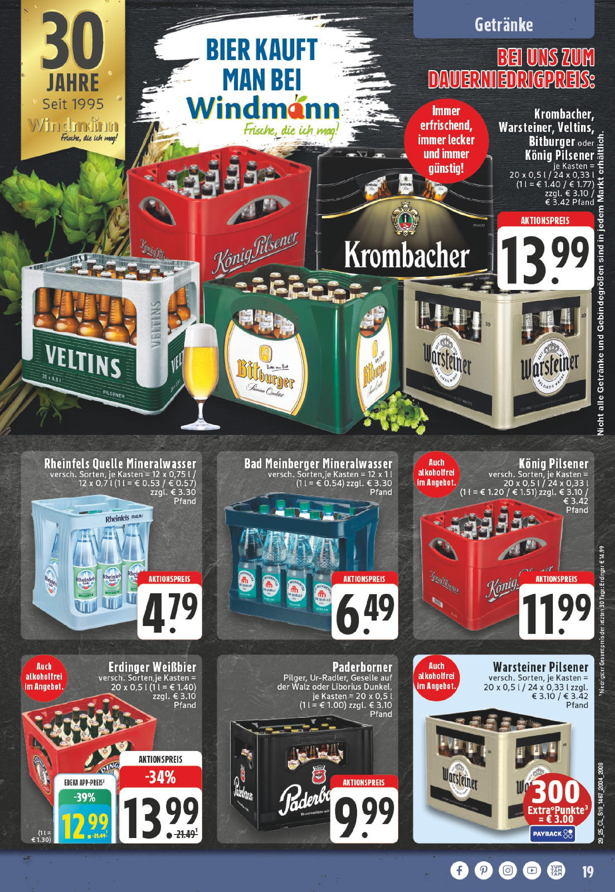 Edeka prospekt Erwitte	 (ab 13.07.2025) » Angebote Online | Seite: 19 | Produkte: Konig pilsener, Mineralwasser, Warsteiner, Rheinfels quelle