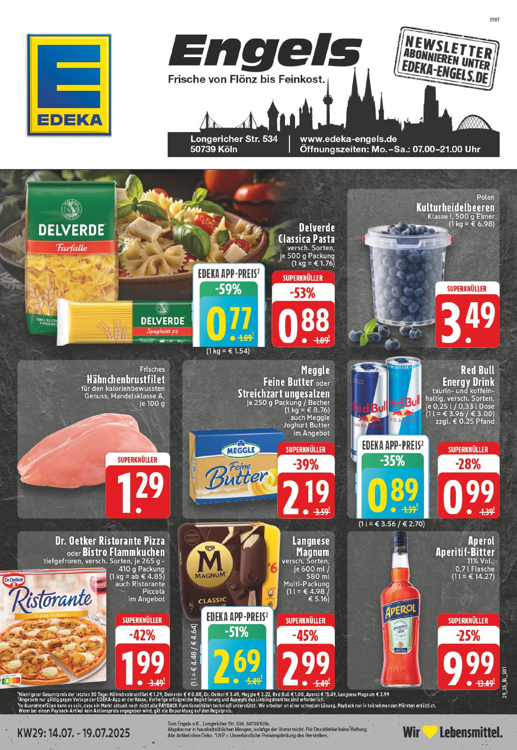 Edeka prospekt Köln-Longerich	 (ab 13.07.2025) » Angebote Online | Seite: 1 | Produkte: Red bull, Butter, Zucker, Uhr