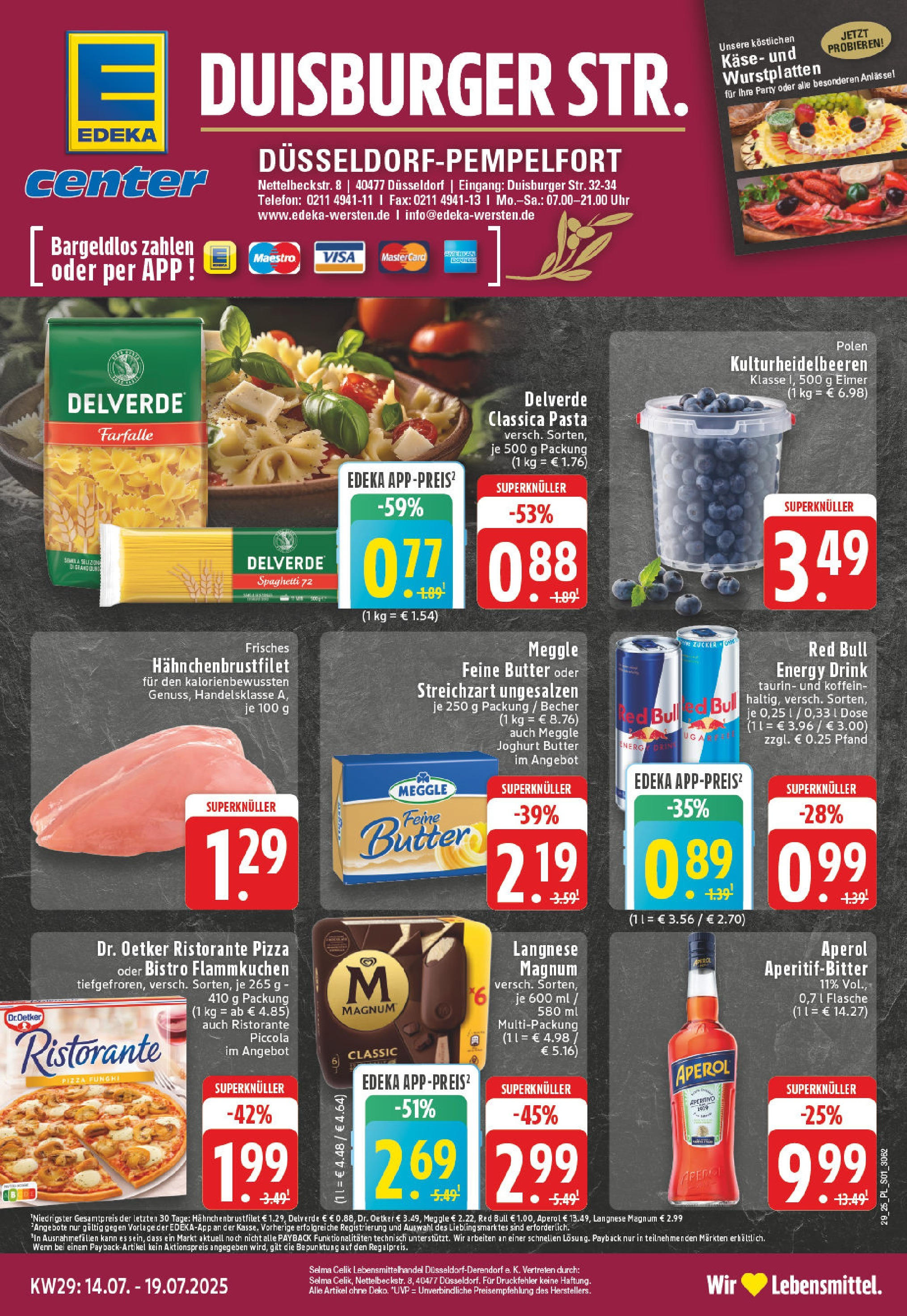 EDEKA Prospekt ab 13.07.2025 - Prospekt Düsseldorf-Derendorf Online Vorschau von dem Prospekt des Geschäftes Edeka, gültig ab dem 13.07.2025