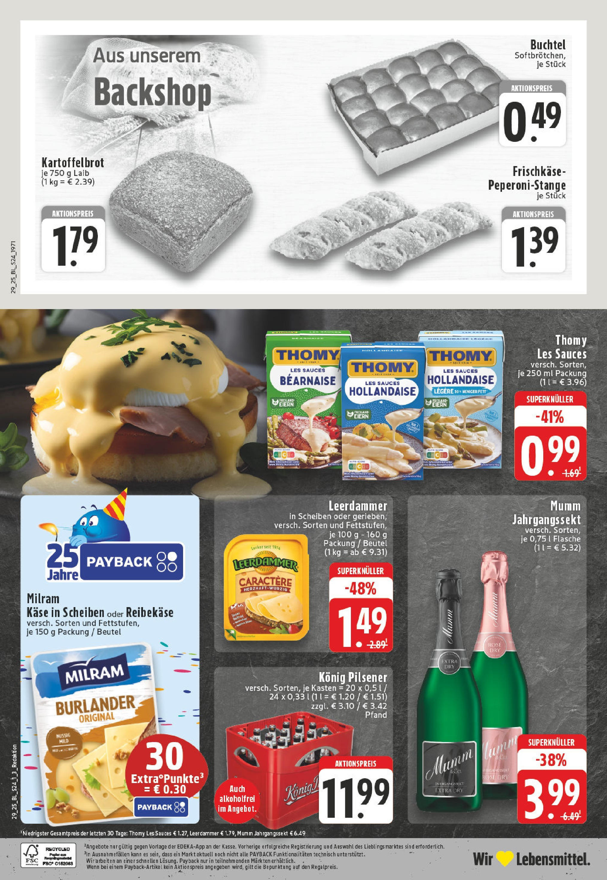 Edeka prospekt Altena	 (ab 13.07.2025) » Angebote Online | Seite: 24 | Produkte: Thomy les sauces, Konig pilsener, Leerdammer, Frischkase