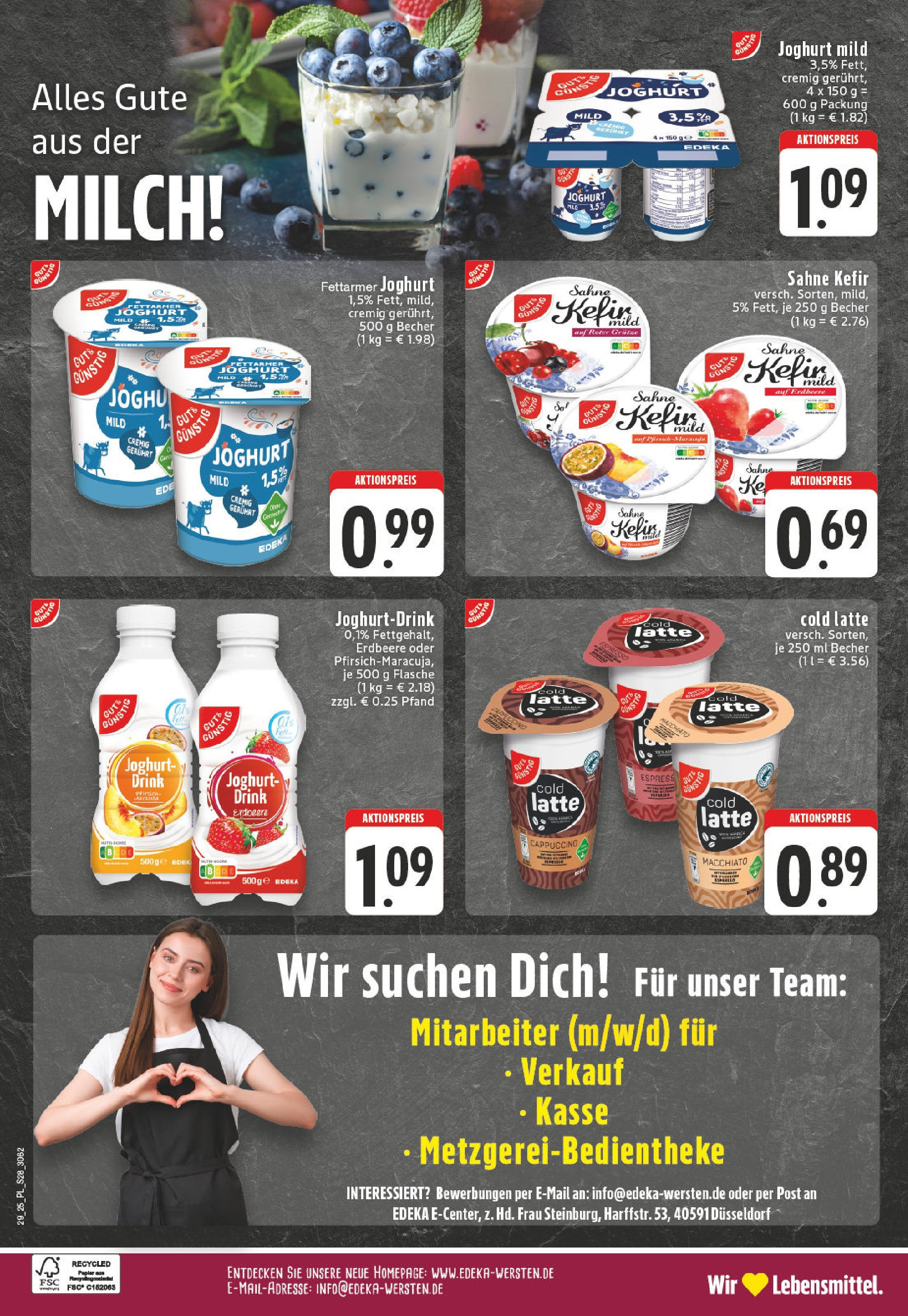 Edeka prospekt Düsseldorf-Derendorf	 (ab 13.07.2025) » Angebote Online | Seite: 28 | Produkte: Kefir, Milch, Joghurt, Sahne
