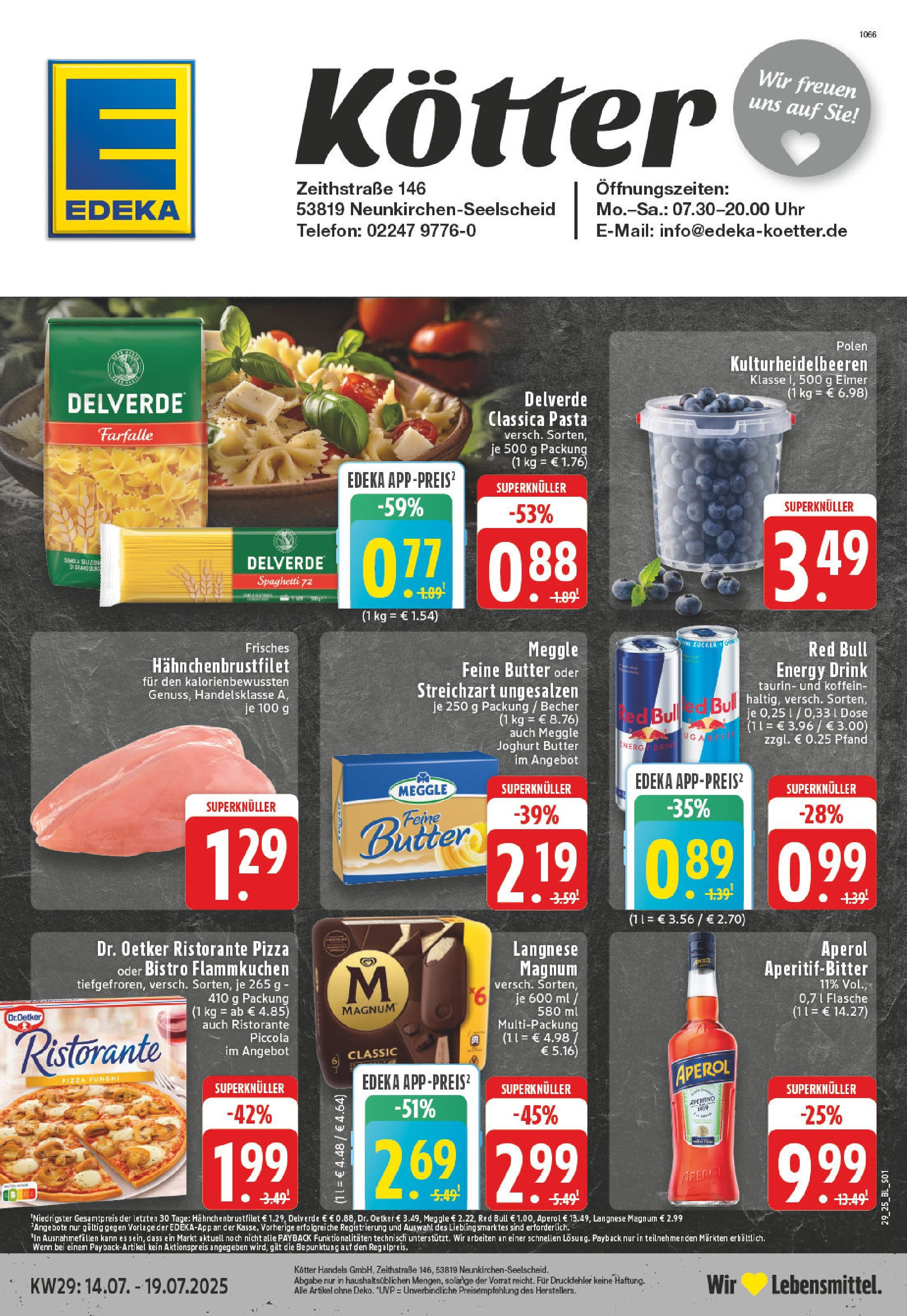 Edeka prospekt Neunkirchen - Seelscheid	 (ab 13.07.2025) » Angebote Online | Seite: 1 | Produkte: Red bull, Butter, Zucker, Telefon