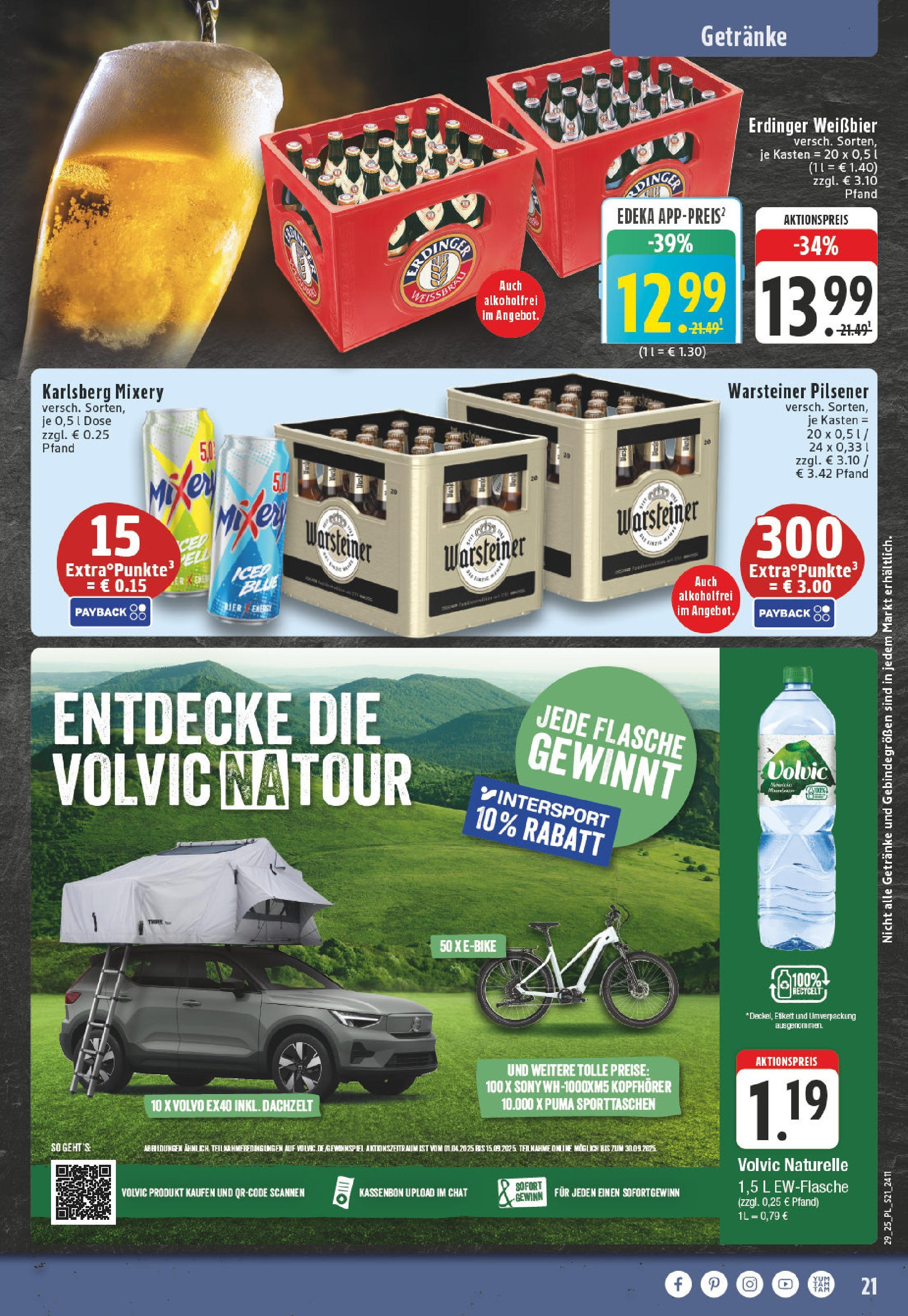 Edeka prospekt Wesel	 (ab 13.07.2025) » Angebote Online | Seite: 21 | Produkte: Erdinger, Energy, Warsteiner, Volvic