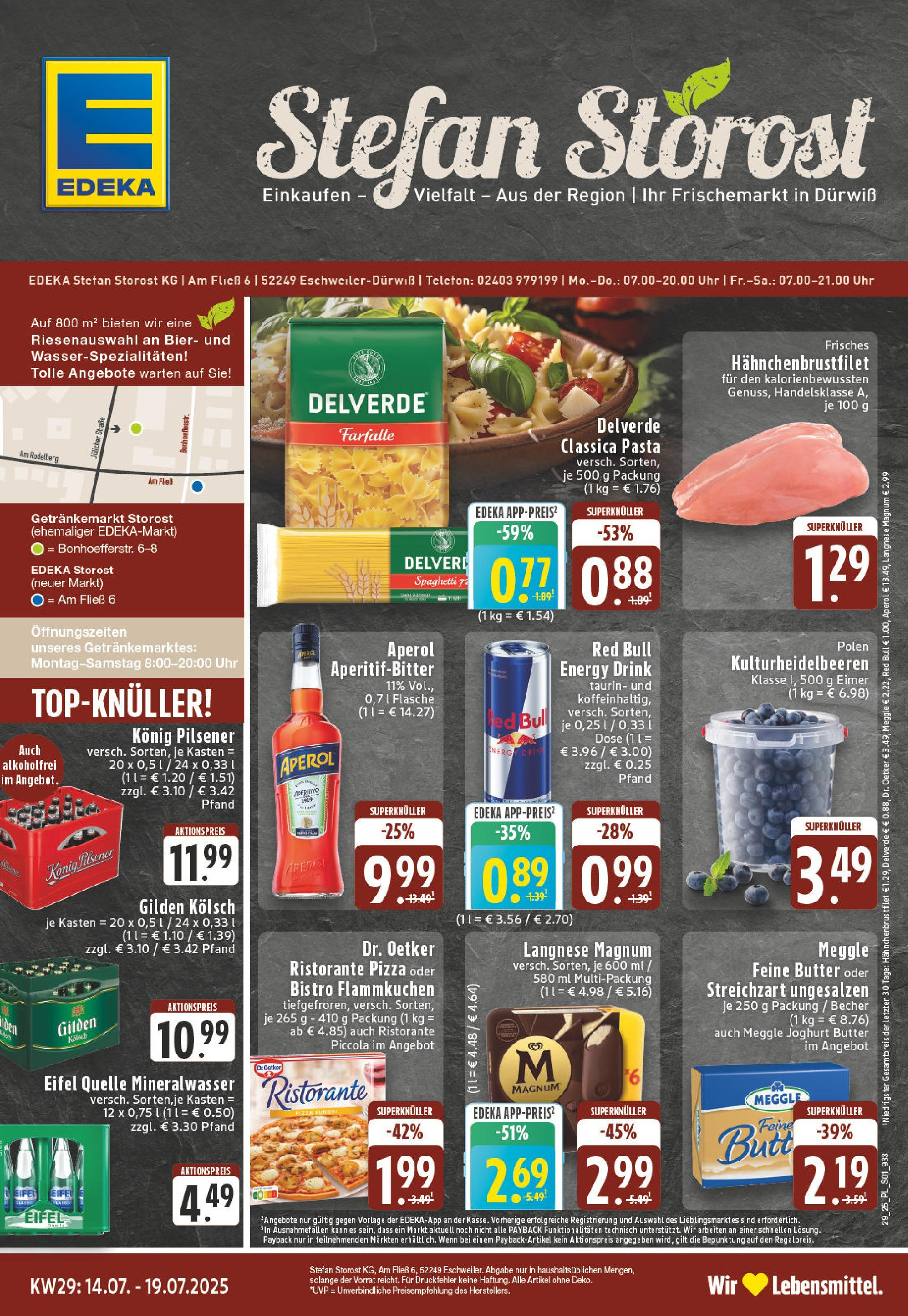 Edeka prospekt Eschweiler-Dürwiß	 (ab 13.07.2025) » Angebote Online | Seite: 1 | Produkte: Energy, Mineralwasser, Pasta, Aperol