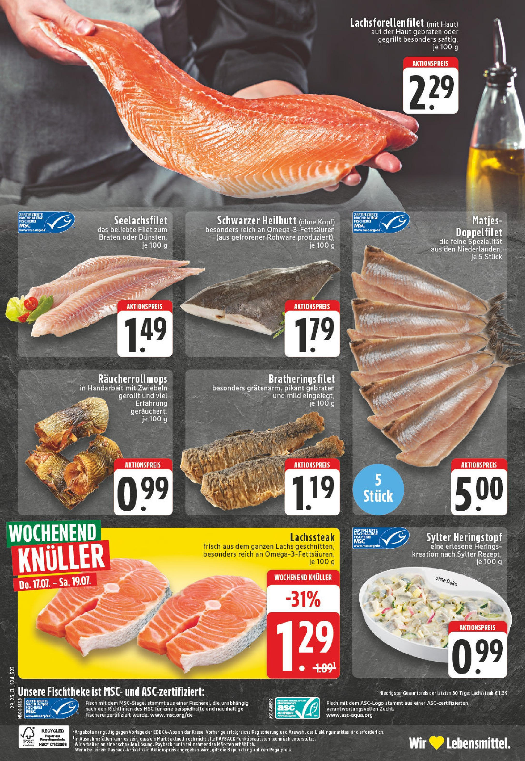 Edeka prospekt Vreden	 (ab 13.07.2025) » Angebote Online | Seite: 24 | Produkte: Fisch, Lachs, Zwiebeln, Steak