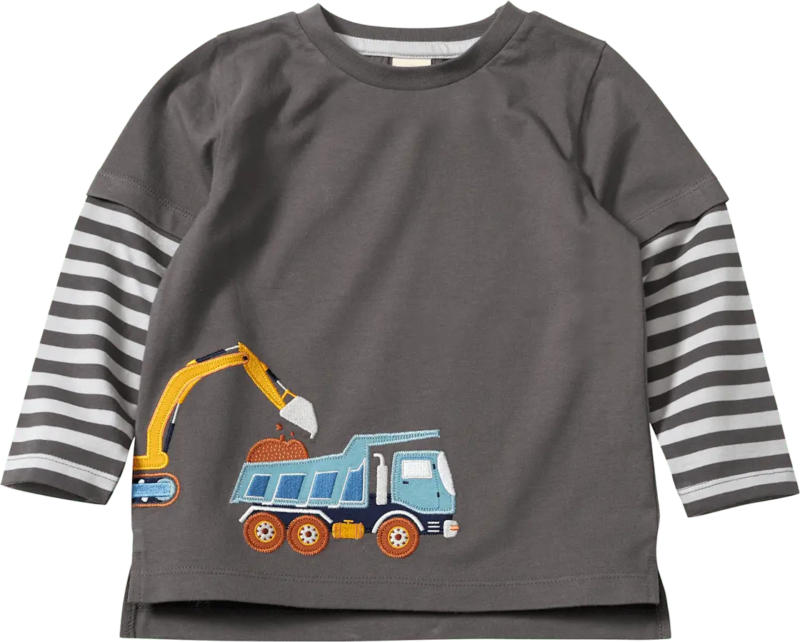 ALANA Langarmshirt mit Bagger-Applikation, grau, Gr. 104